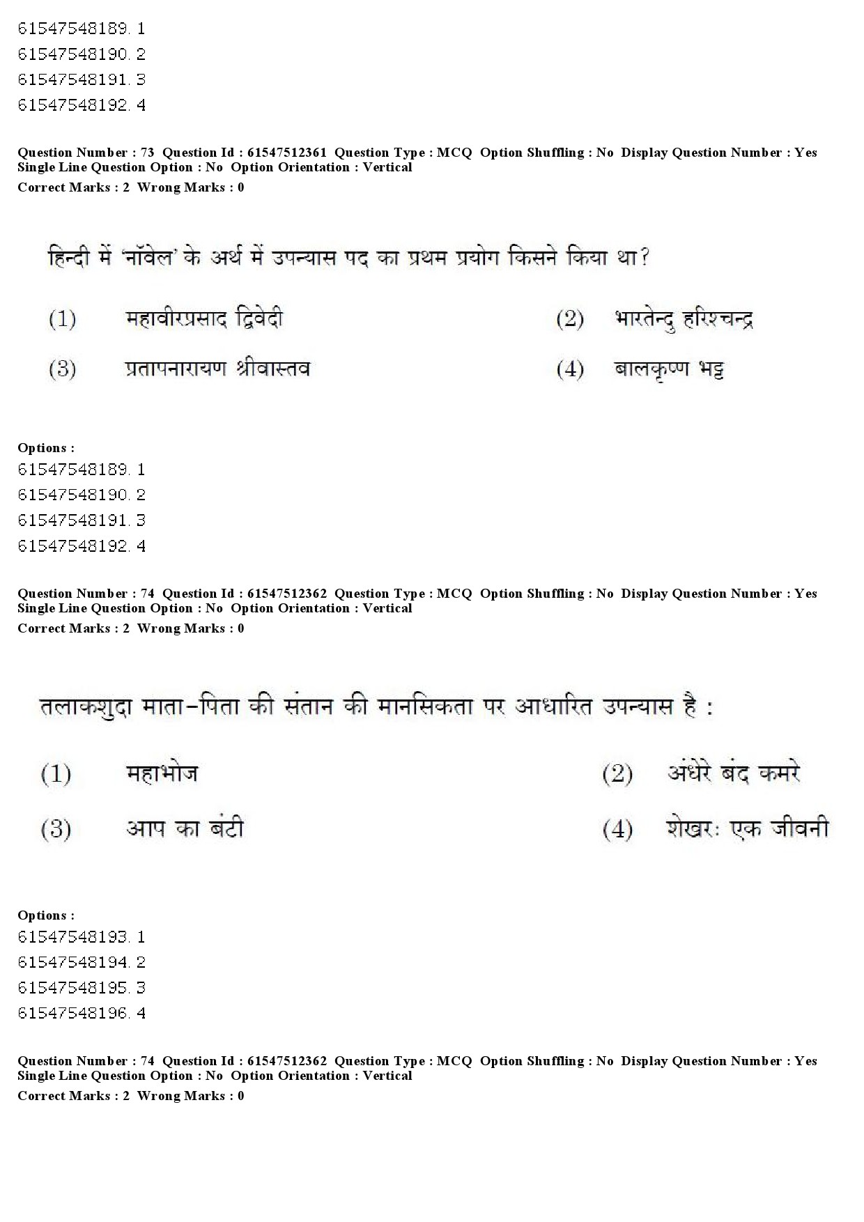 UGC NET Hindi Question Paper December 2019 73