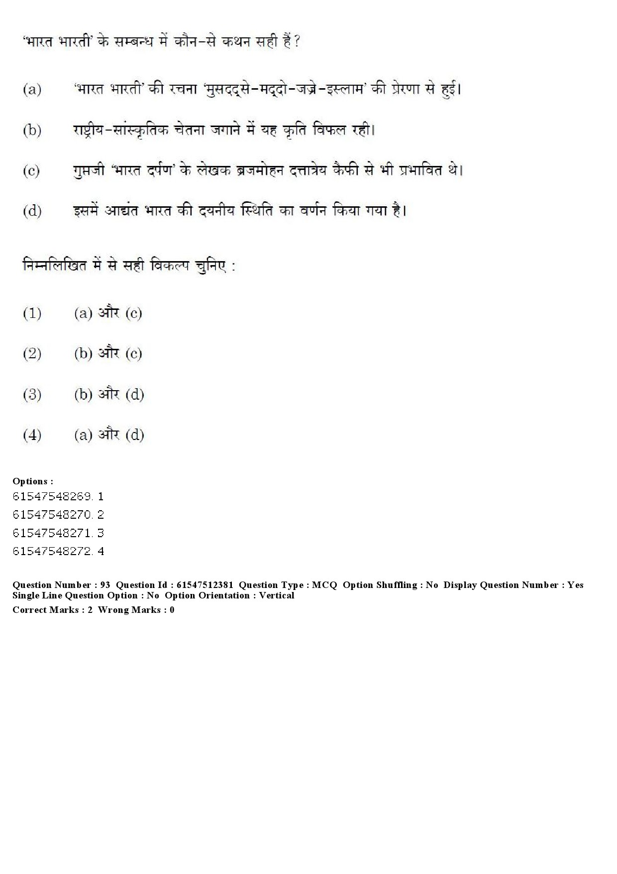 UGC NET Hindi Question Paper December 2019 90