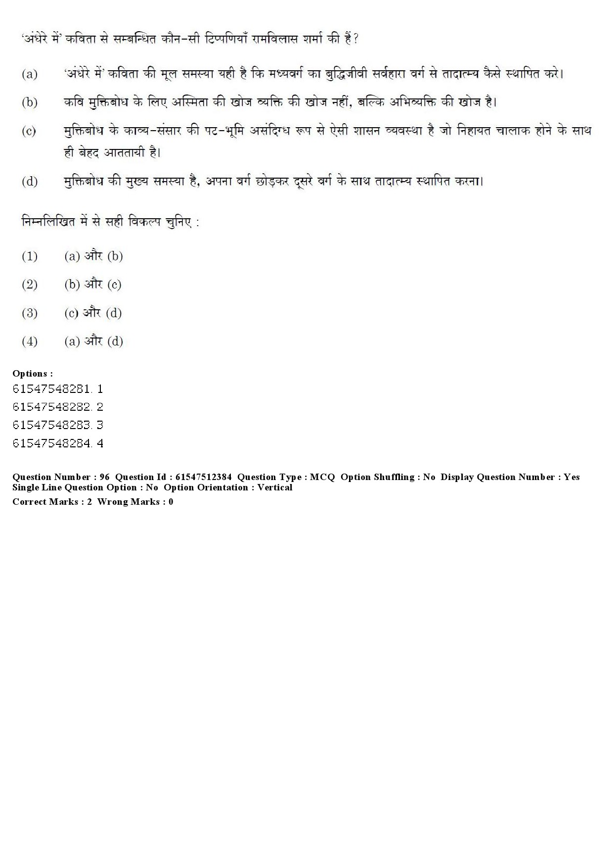 UGC NET Hindi Question Paper December 2019 96