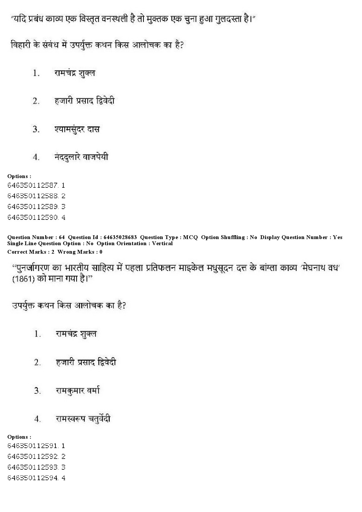 UGC NET Hindi Question Paper June 2019 50