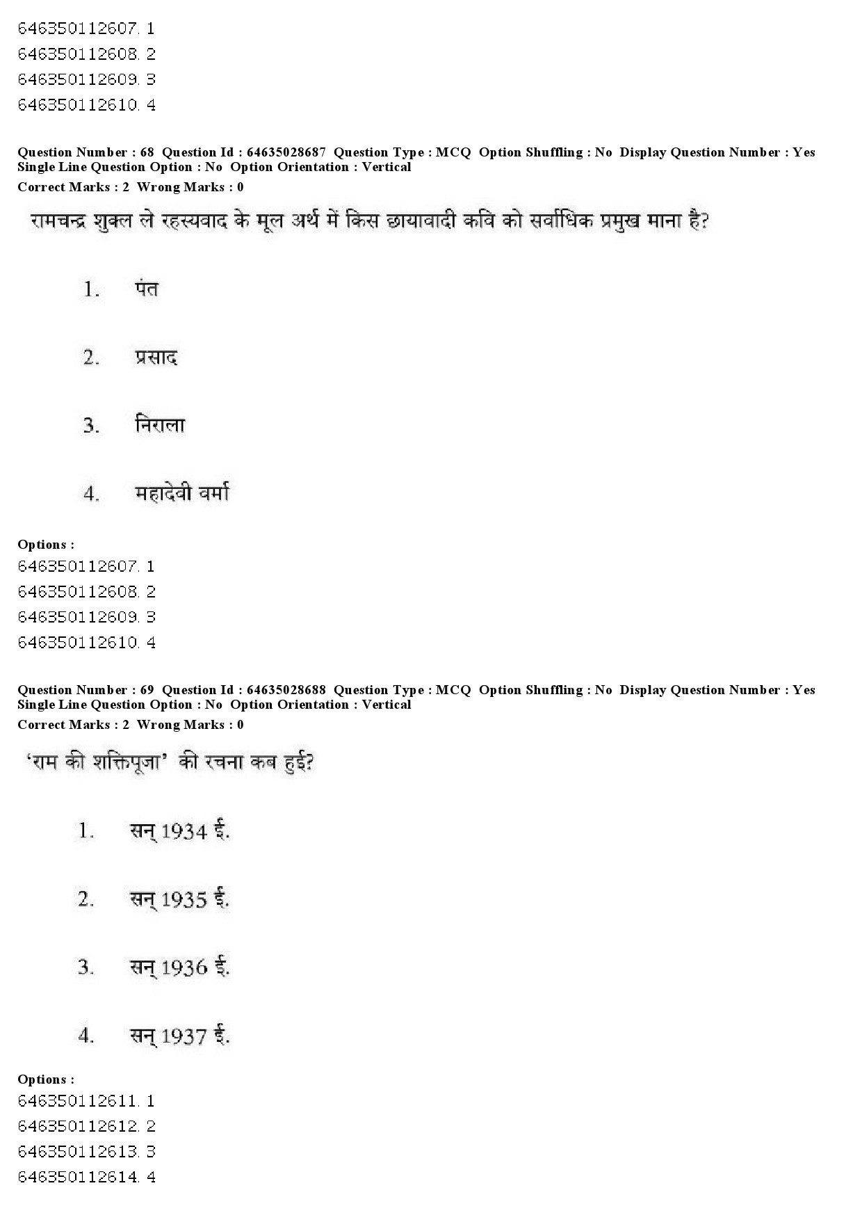 UGC NET Hindi Question Paper June 2019 55