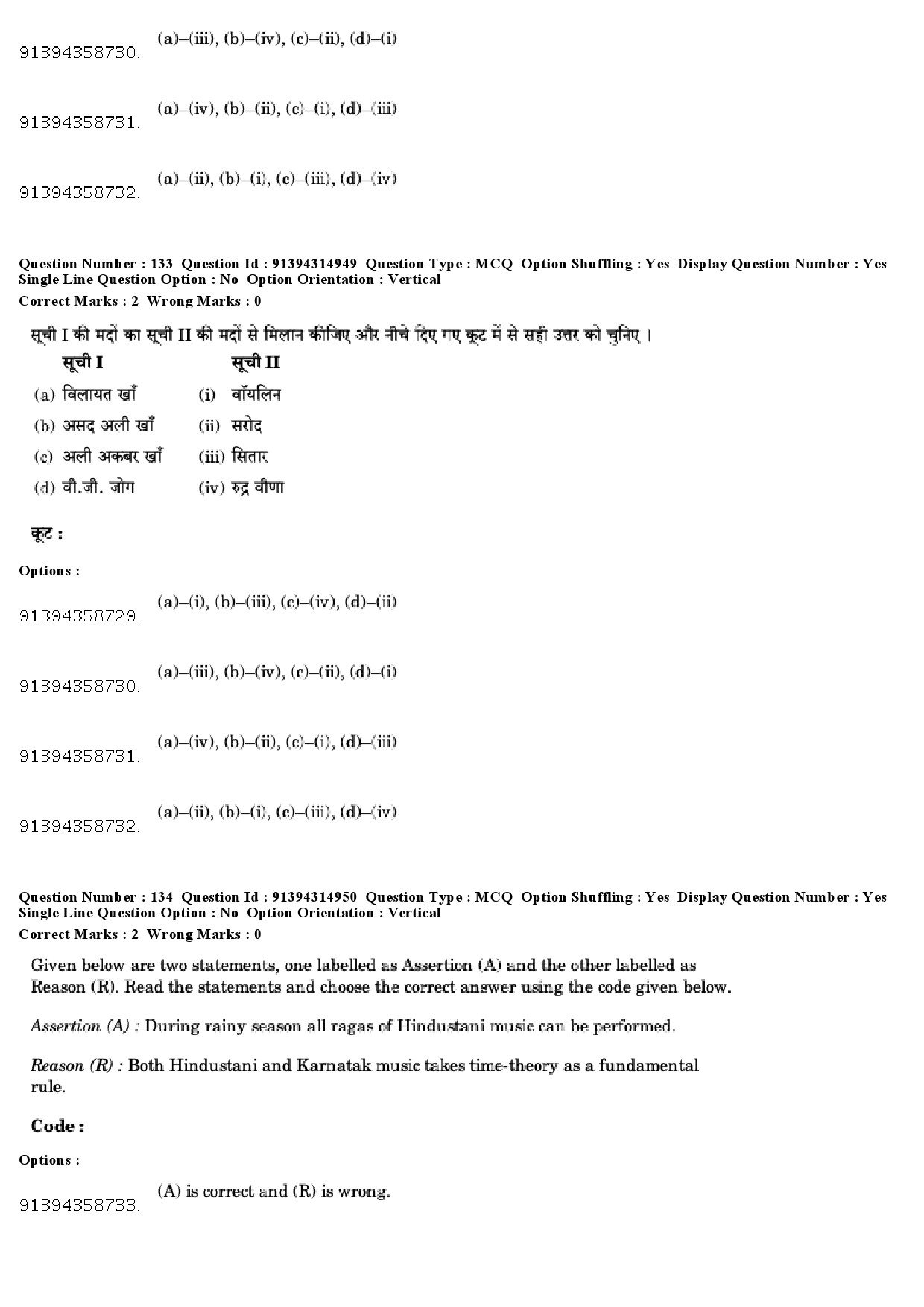 UGC NET Hindustani Music Question Paper December 2018 109