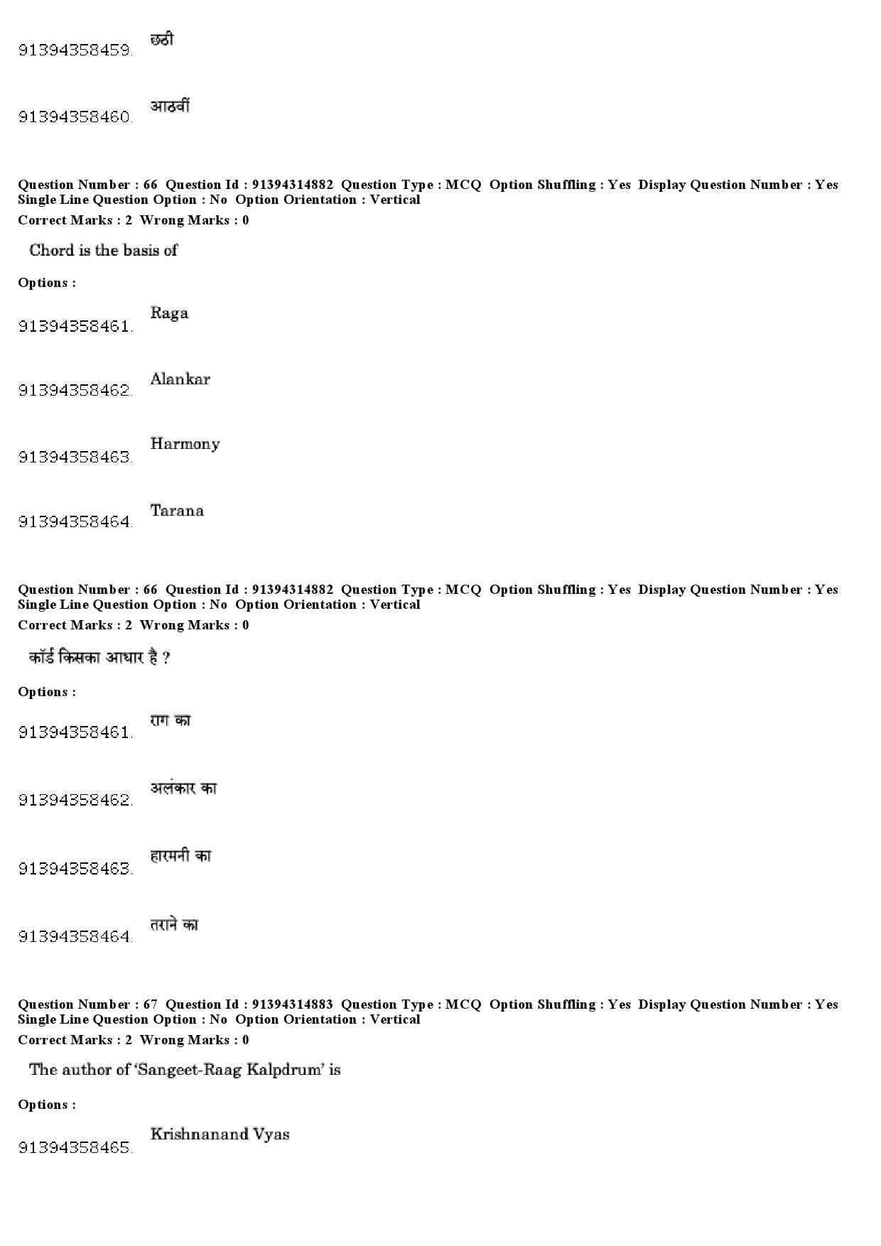 UGC NET Hindustani Music Question Paper December 2018 58