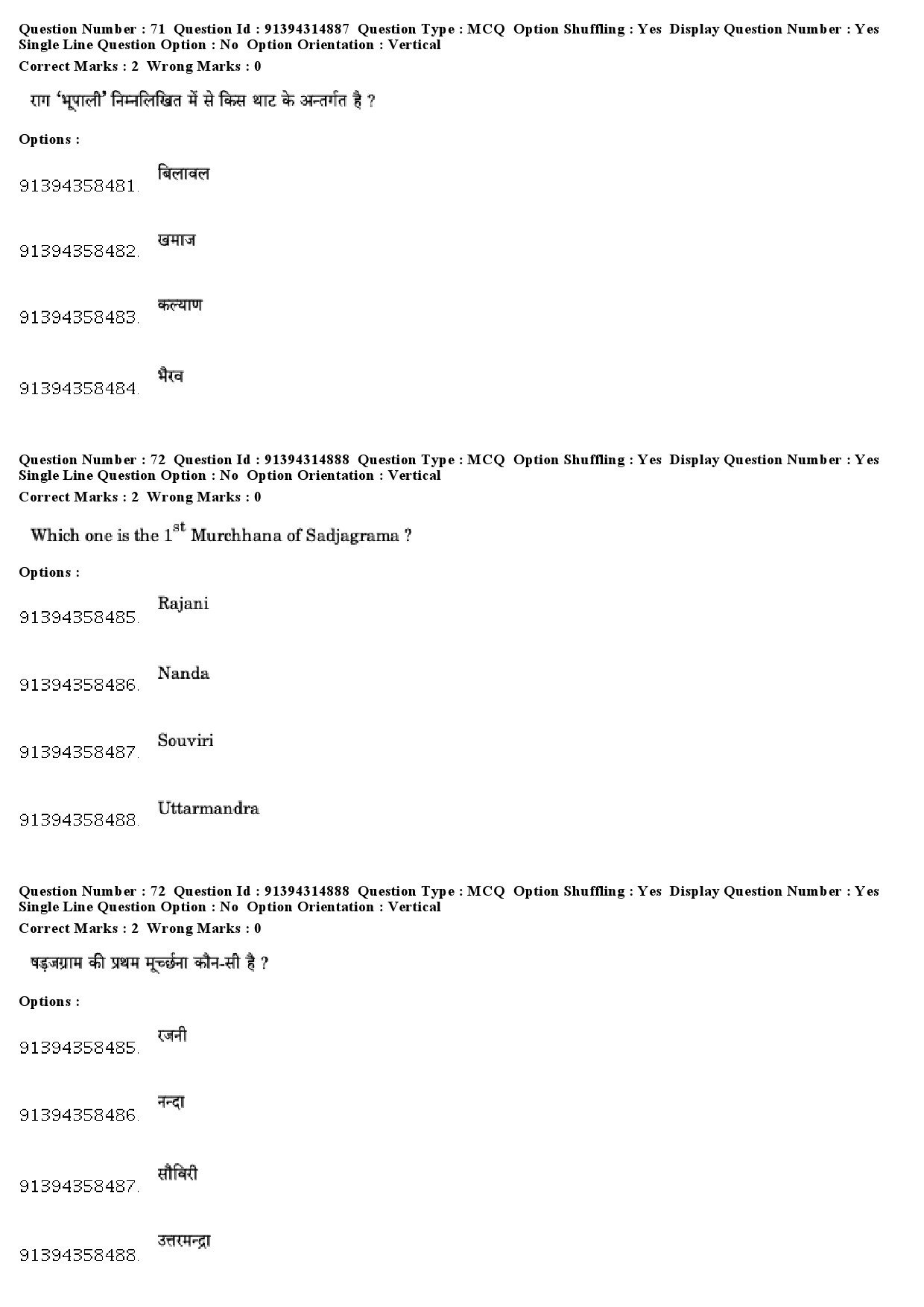 UGC NET Hindustani Music Question Paper December 2018 62