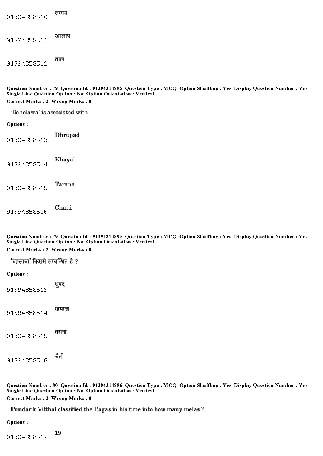 UGC NET Hindustani Music Question Paper December 2018 67