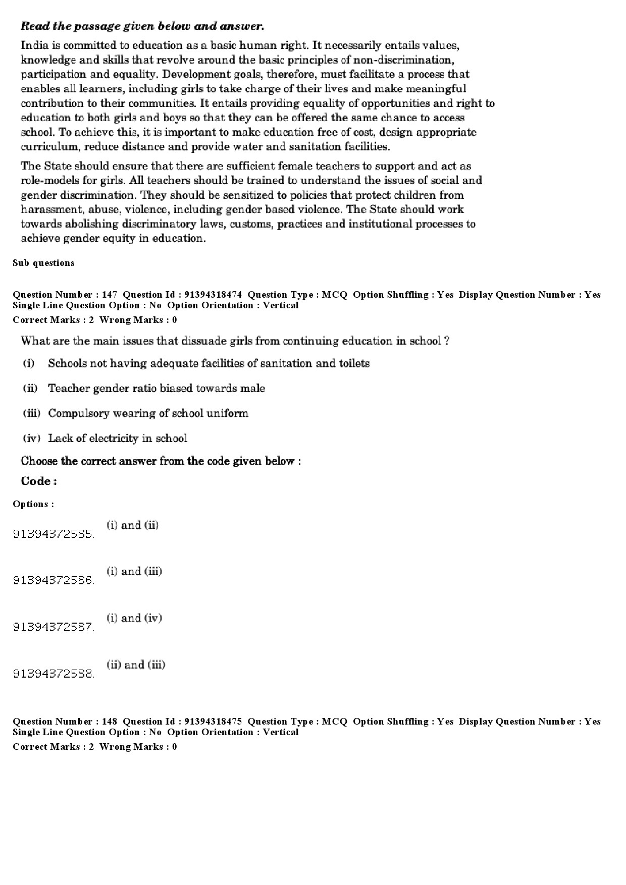 UGC NET Home Science Question Paper December 2018 152