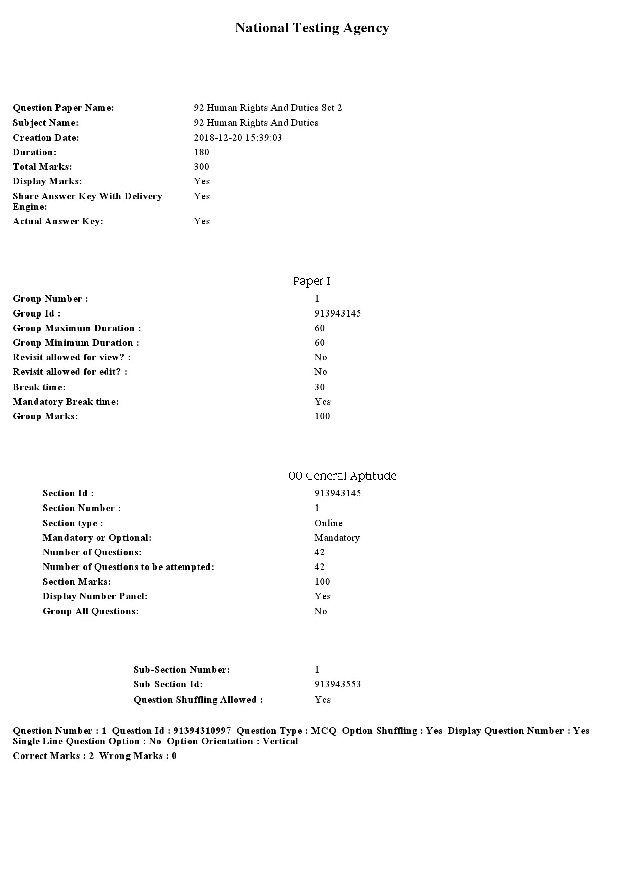 UGC NET Human Rights and Duties Question Paper December 2018 1