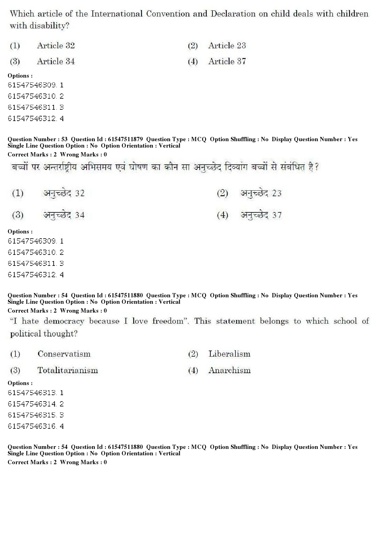 UGC NET Human Rights and Duties Question Paper December 2019 44