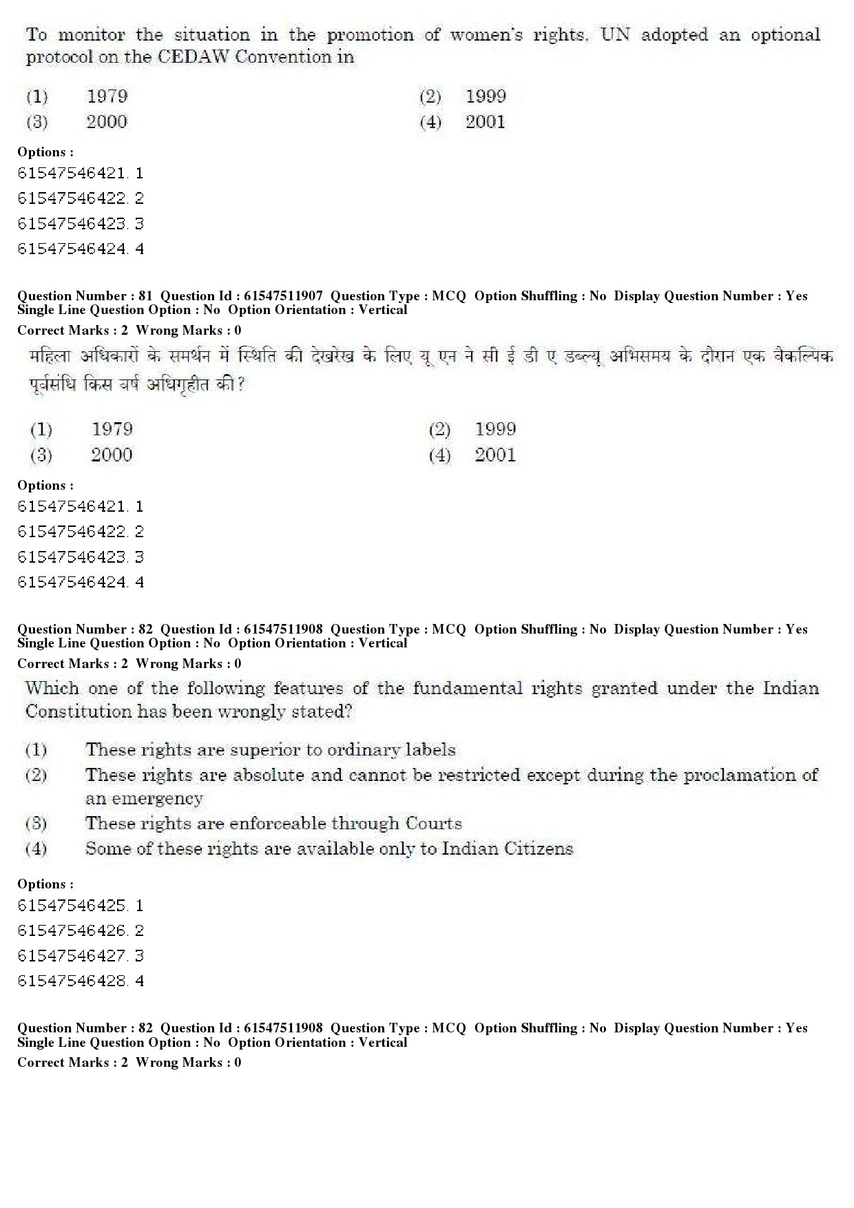 UGC NET Human Rights and Duties Question Paper December 2019 62