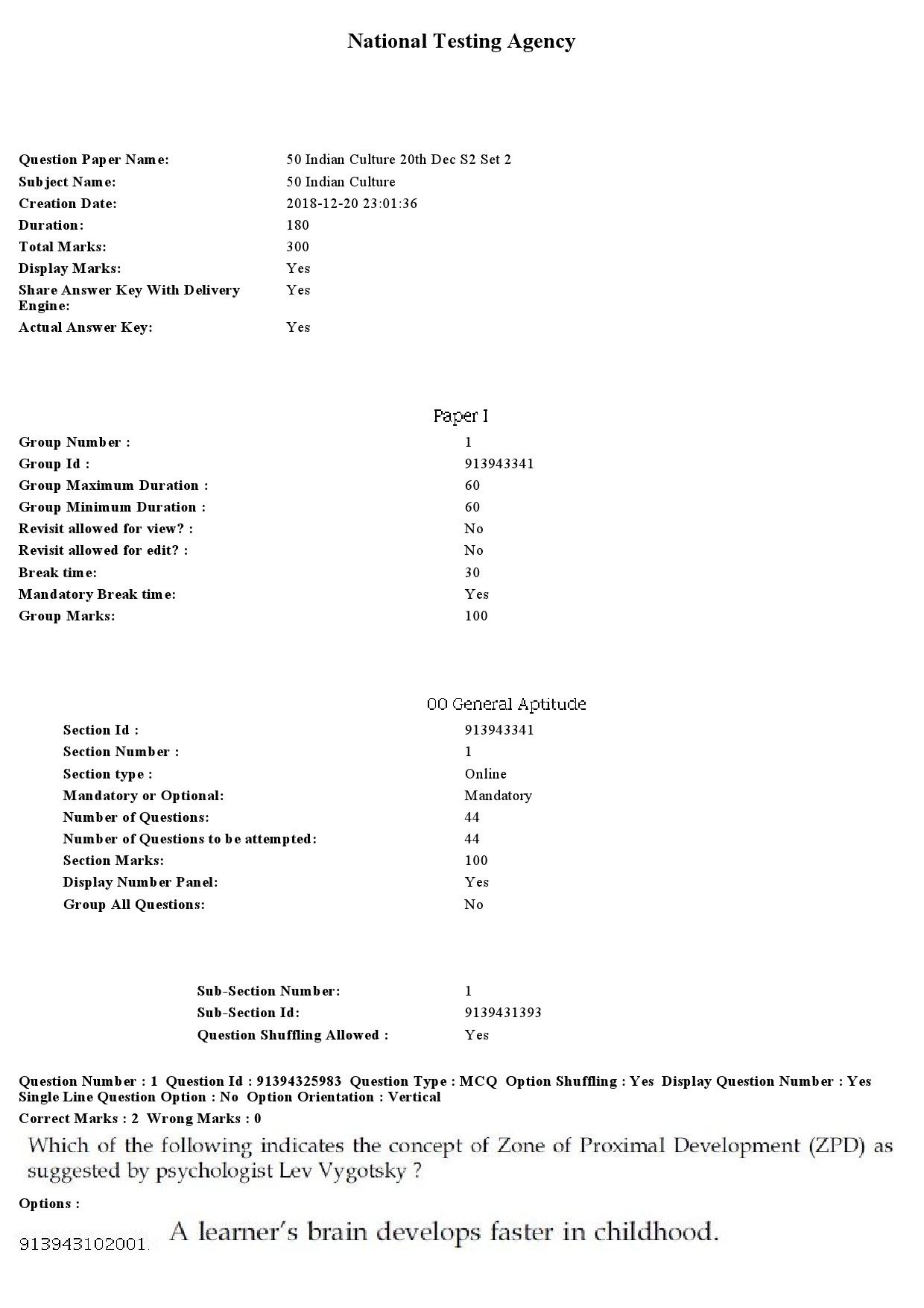 UGC NET Indian Culture Question Paper December 2018 1