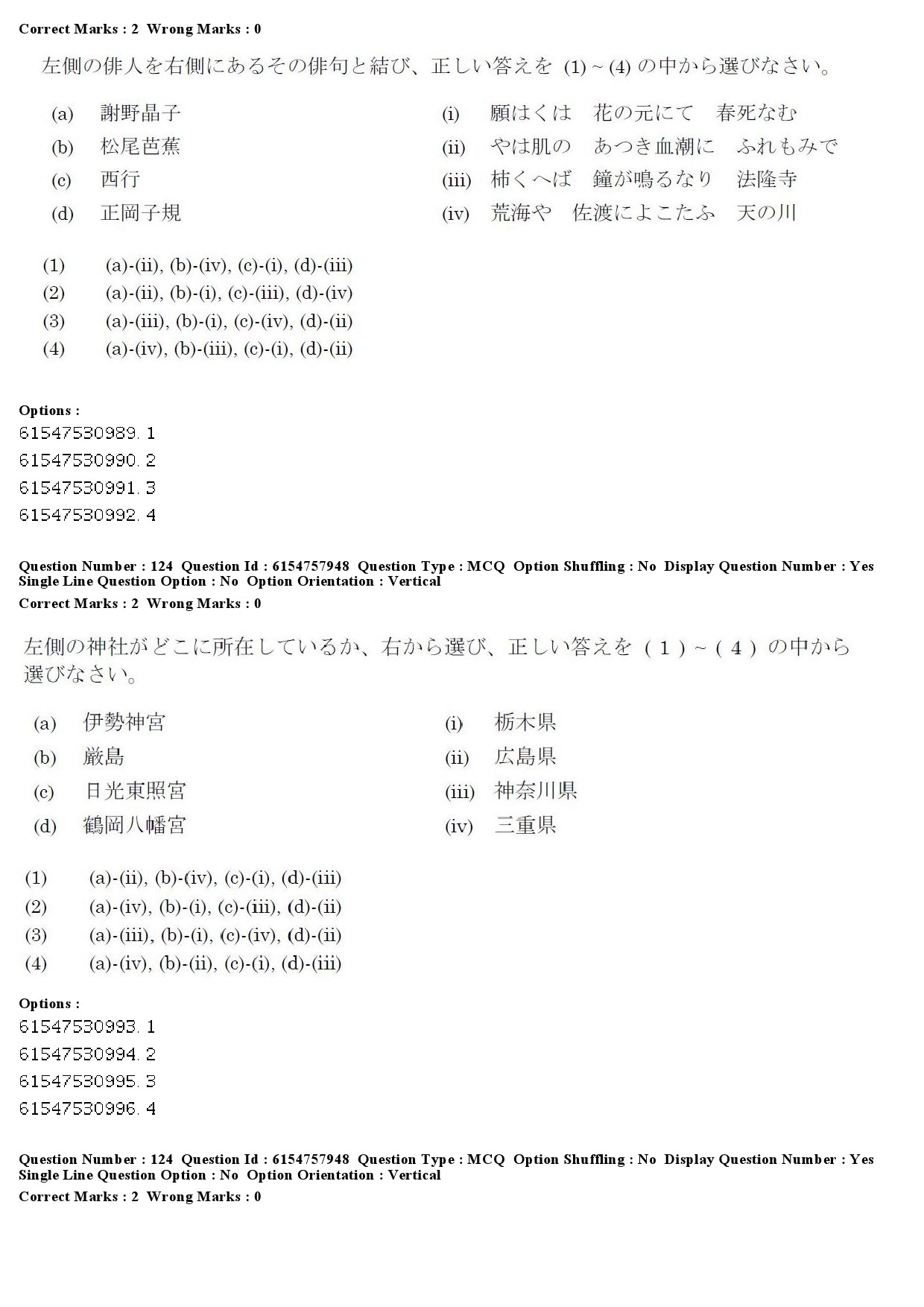 UGC NET Japanese Question Paper December 2019 114