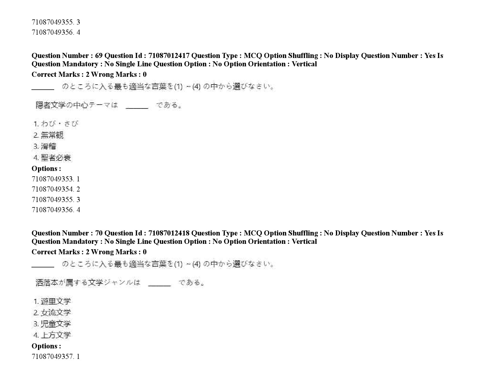 UGC NET Japanese Question Paper September 2020 100