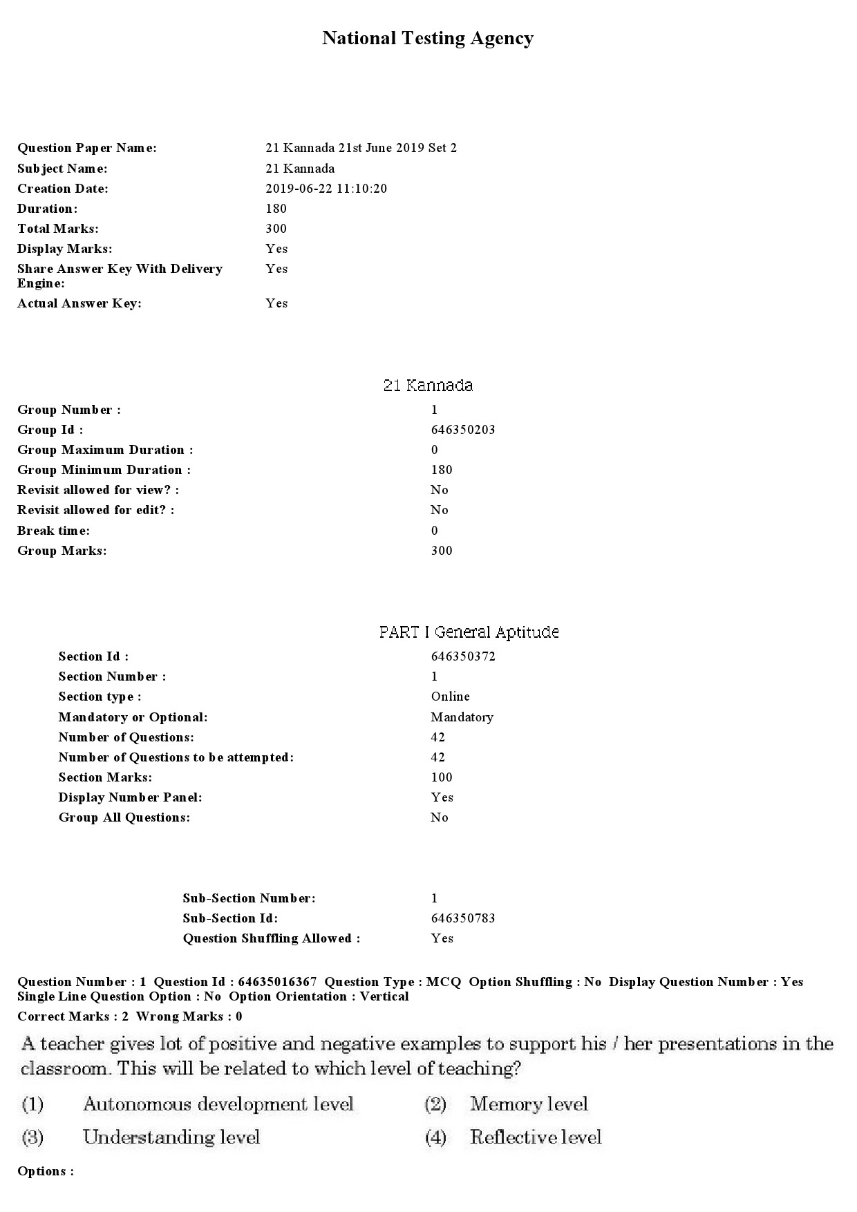 UGC NET Kannada Question Paper June 2019 1