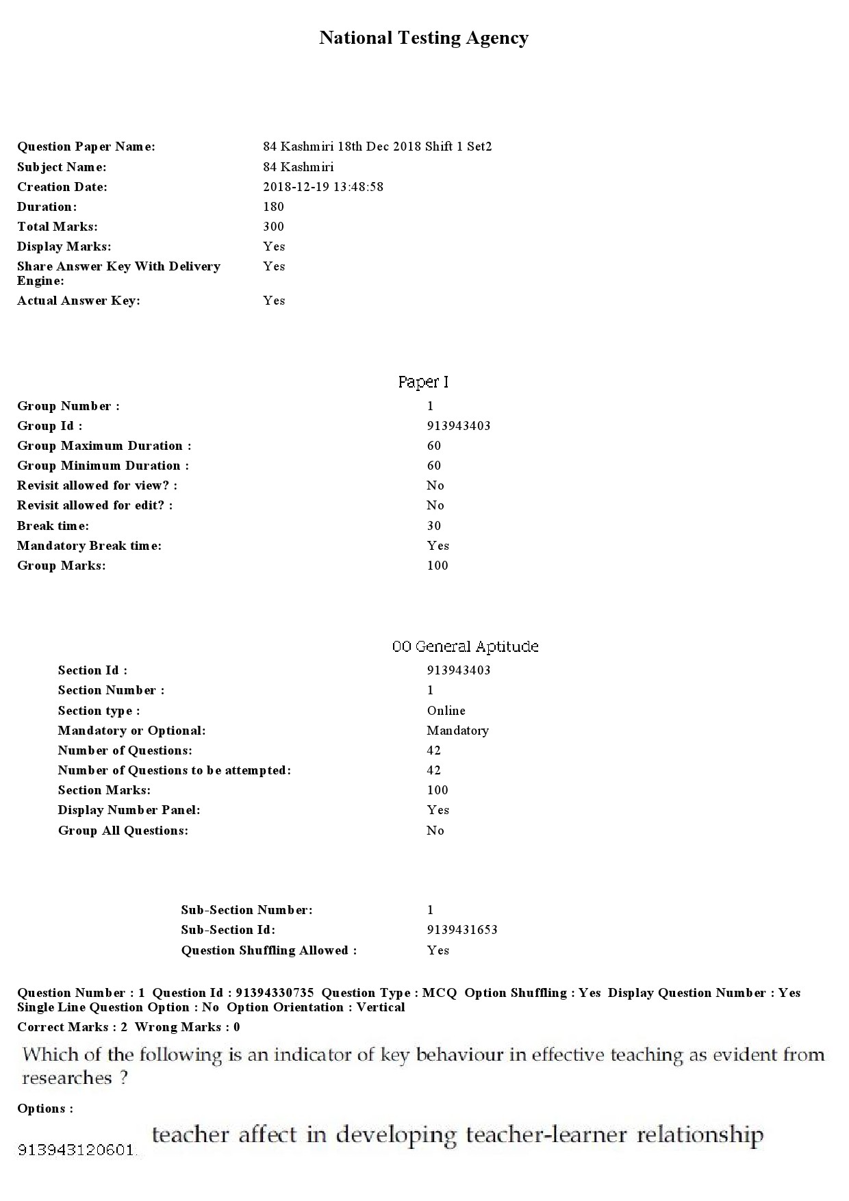 UGC NET Kashmiri Question Paper December 2018 1