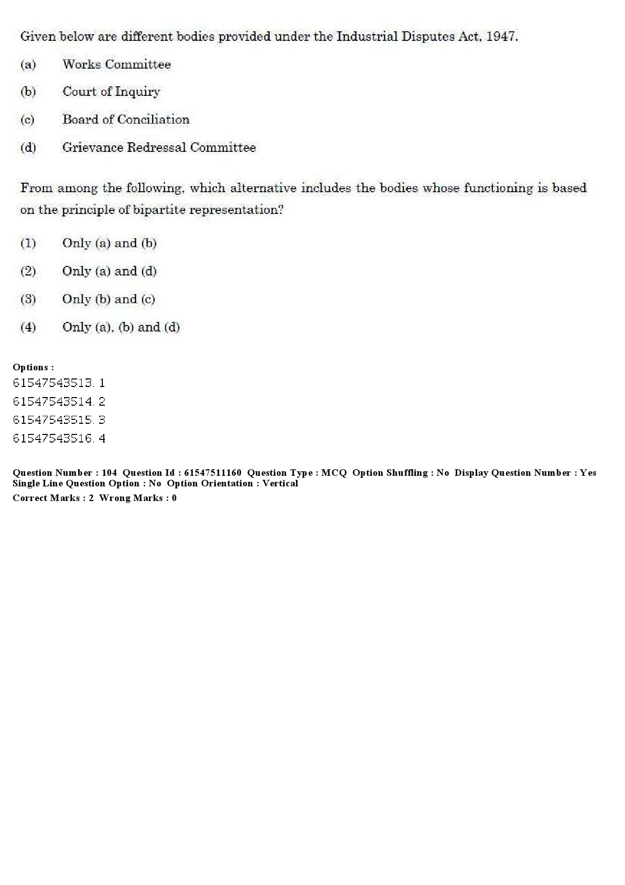 UGC NET Labour Welfare Question Paper December 2019 104