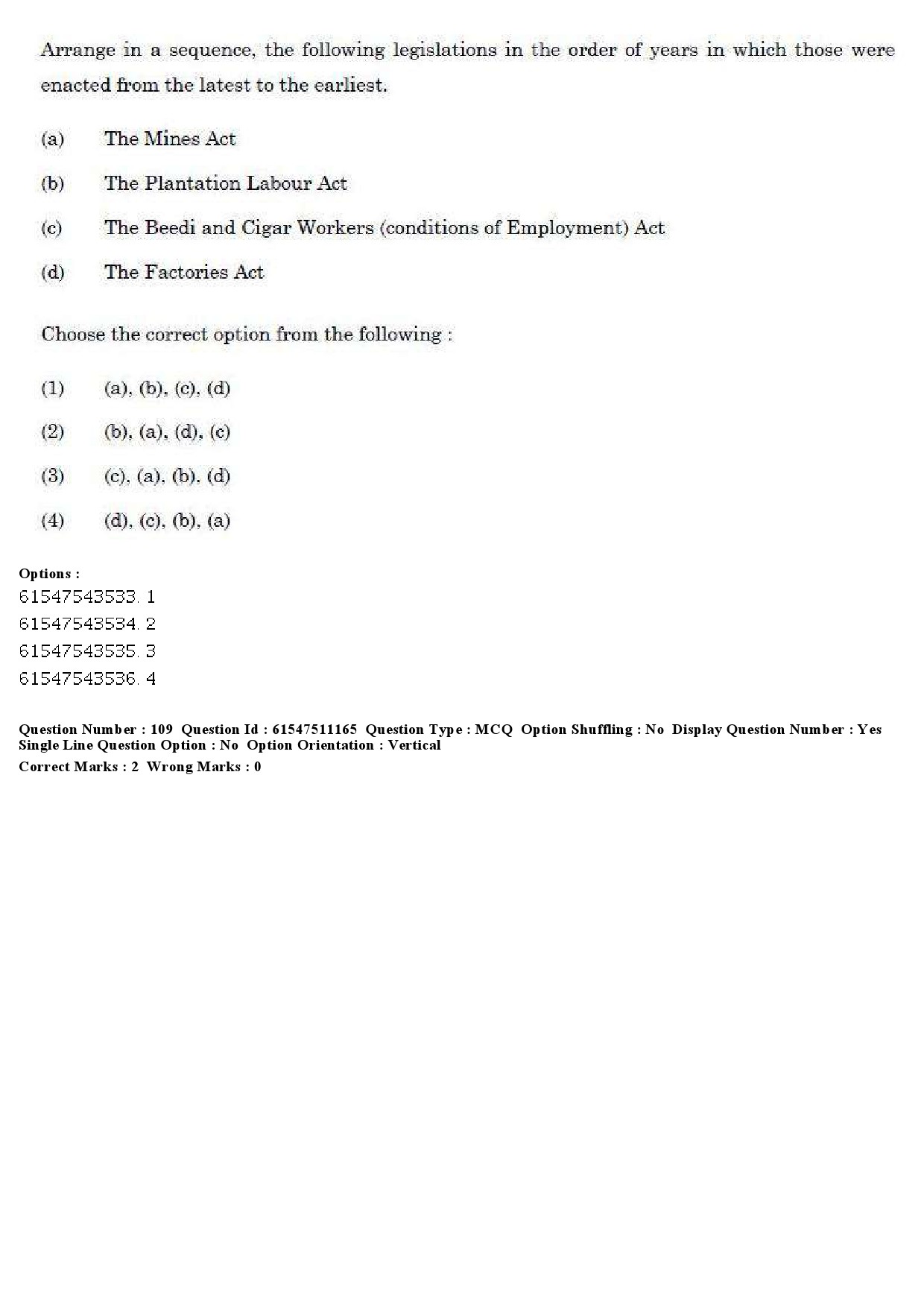 UGC NET Labour Welfare Question Paper December 2019 113