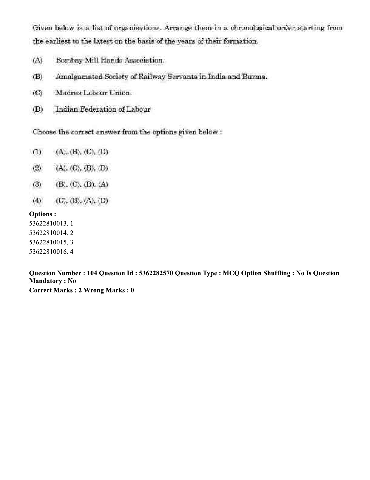 UGC NET Labour Welfare Question Paper September 2020 104