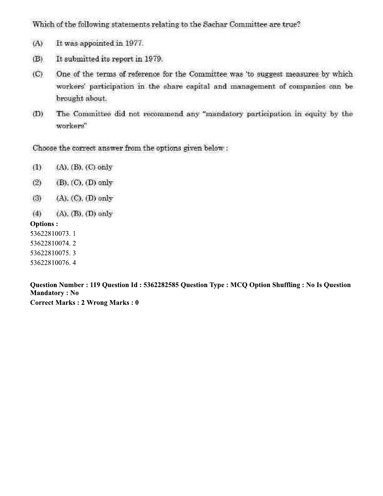 UGC NET Labour Welfare Question Paper September 2020 134