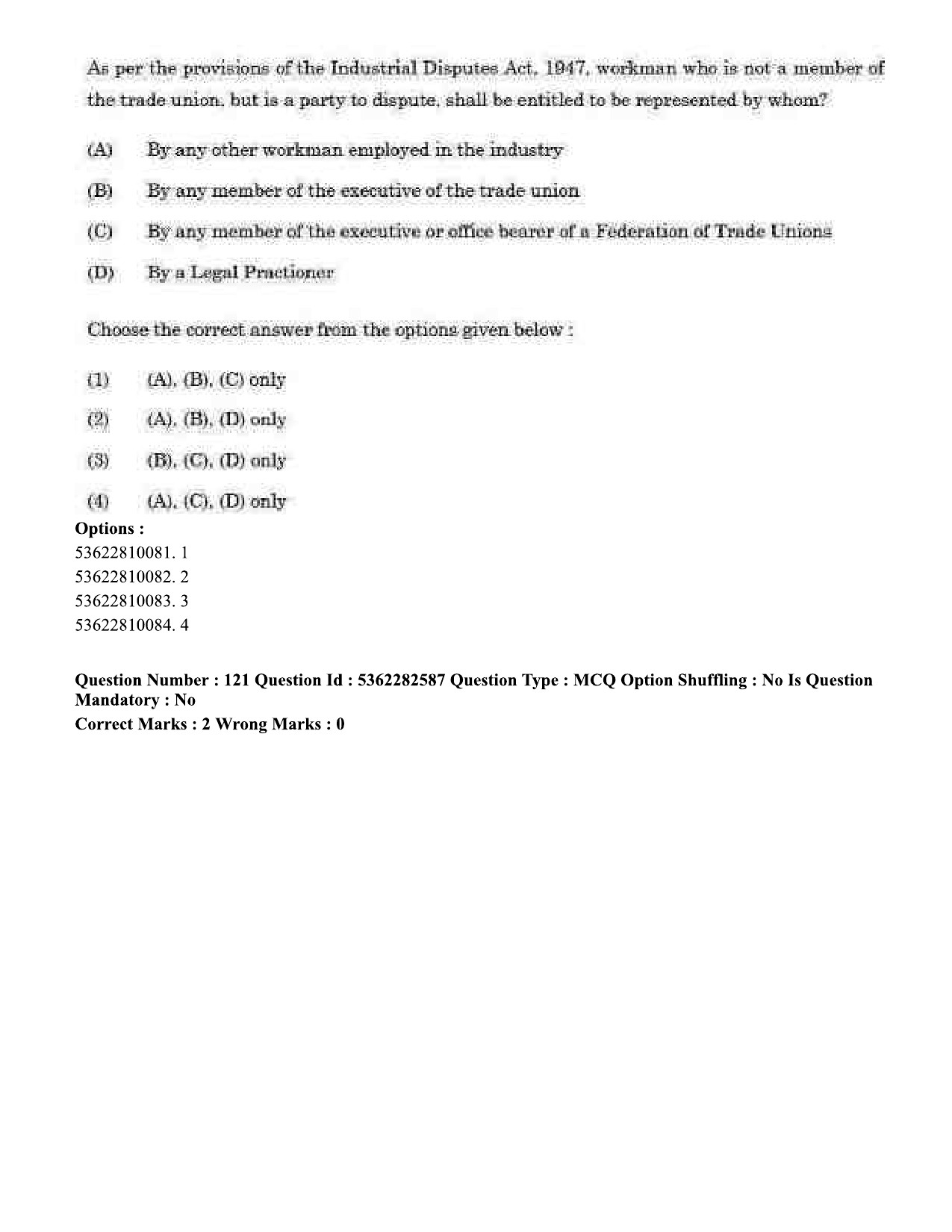 UGC NET Labour Welfare Question Paper September 2020 138