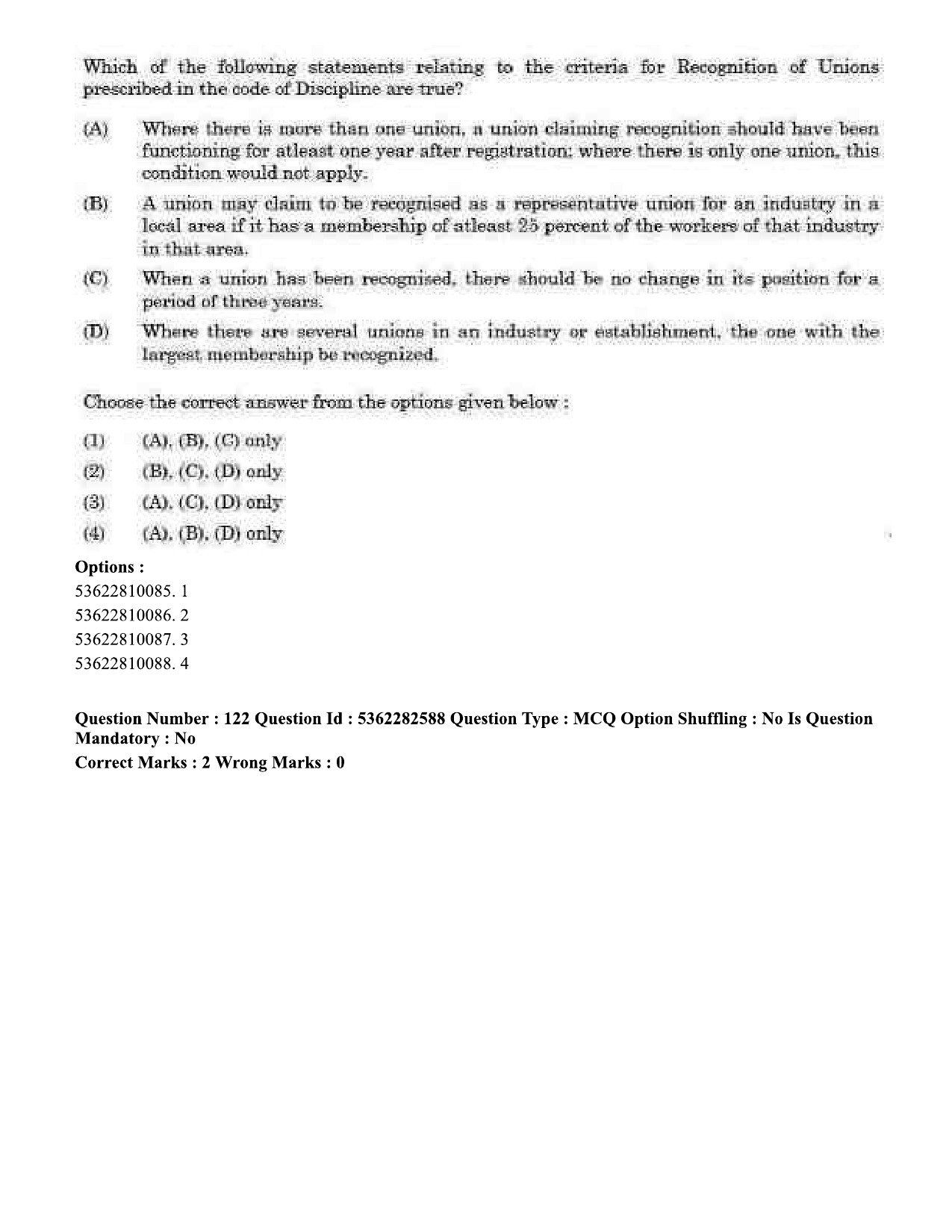 UGC NET Labour Welfare Question Paper September 2020 140