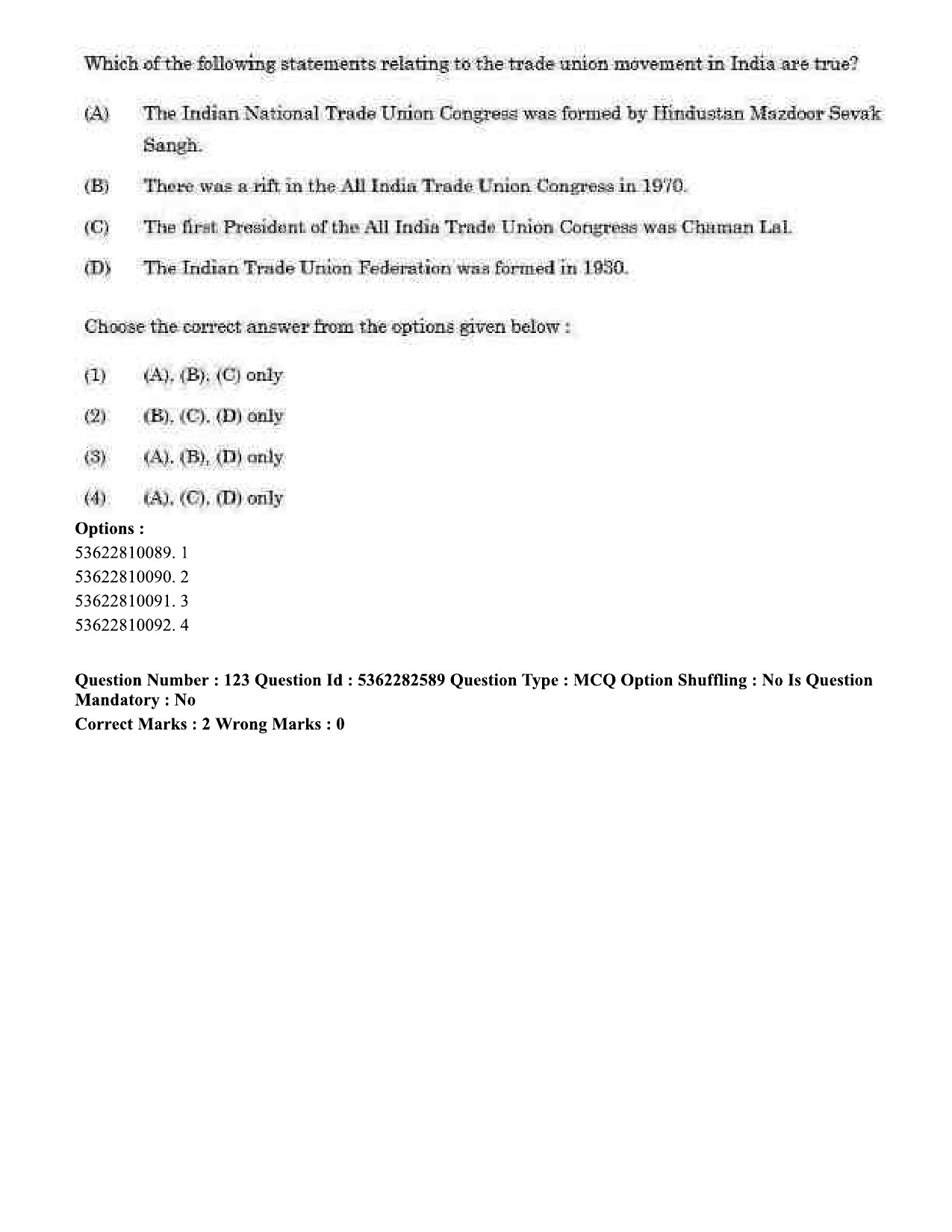 UGC NET Labour Welfare Question Paper September 2020 142