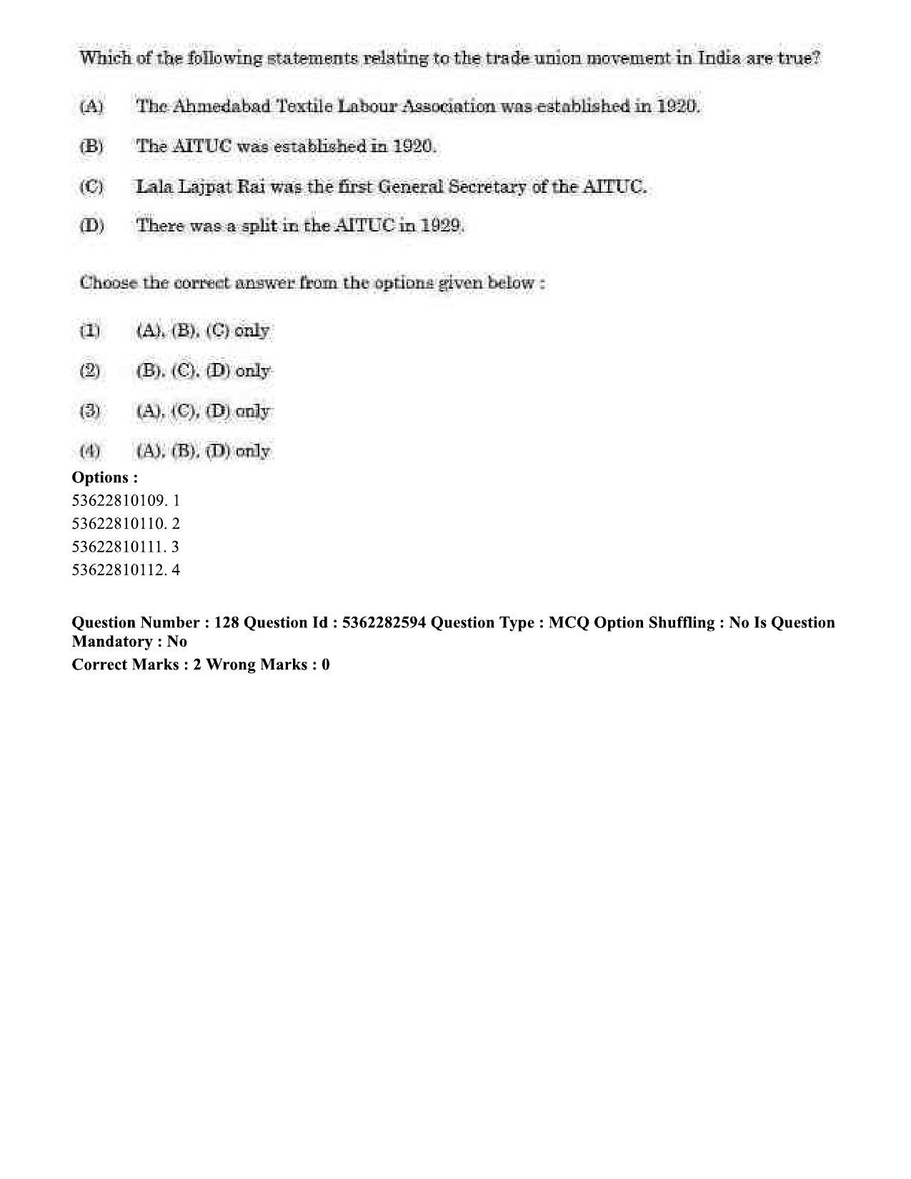 UGC NET Labour Welfare Question Paper September 2020 152