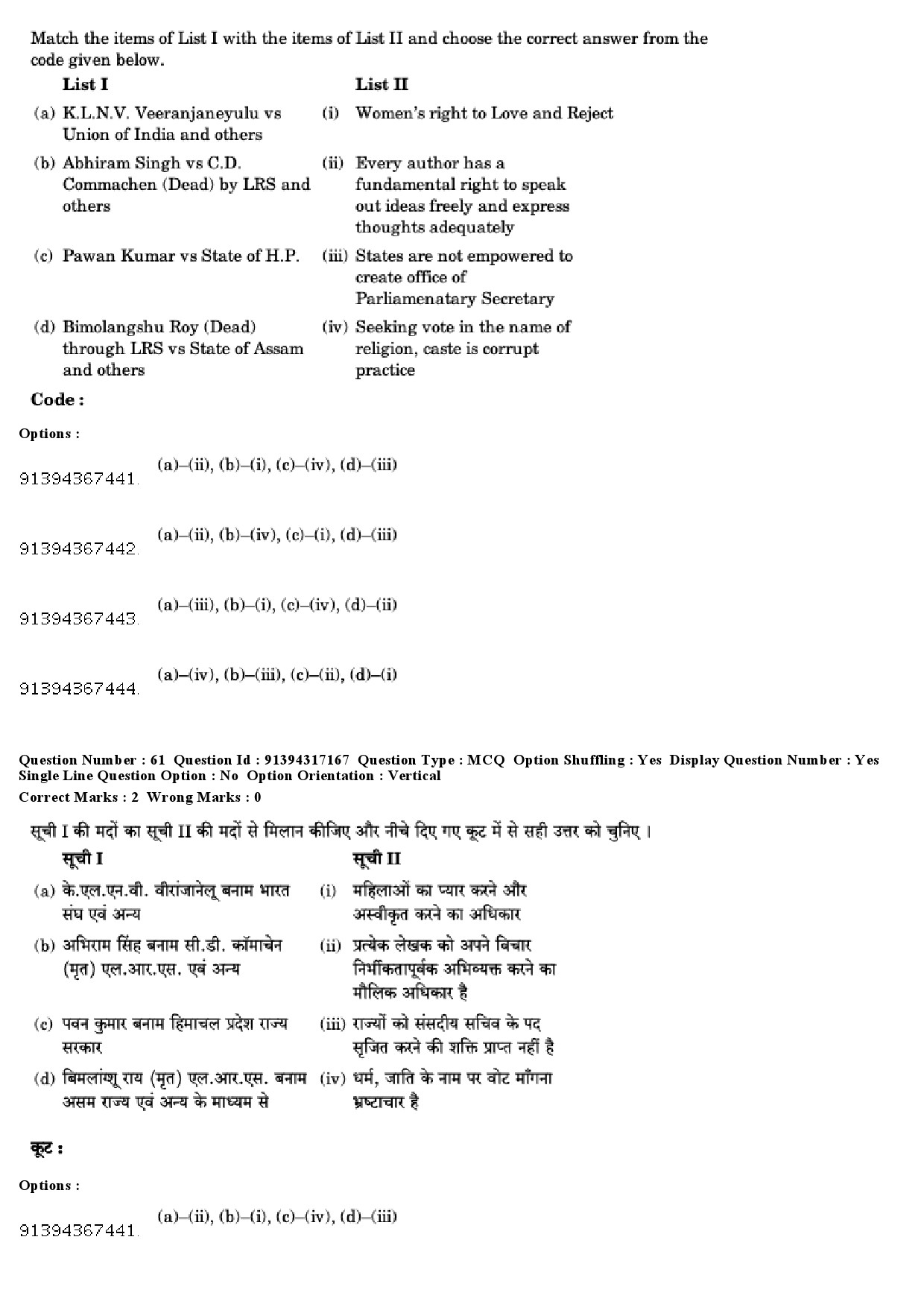 UGC NET Law Question Paper December 2018 54