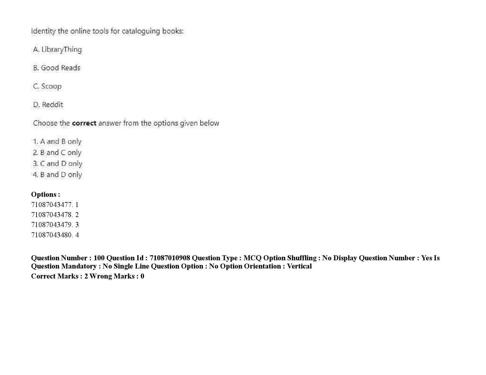 UGC NET Library and Information Science Question Paper September 2020 137