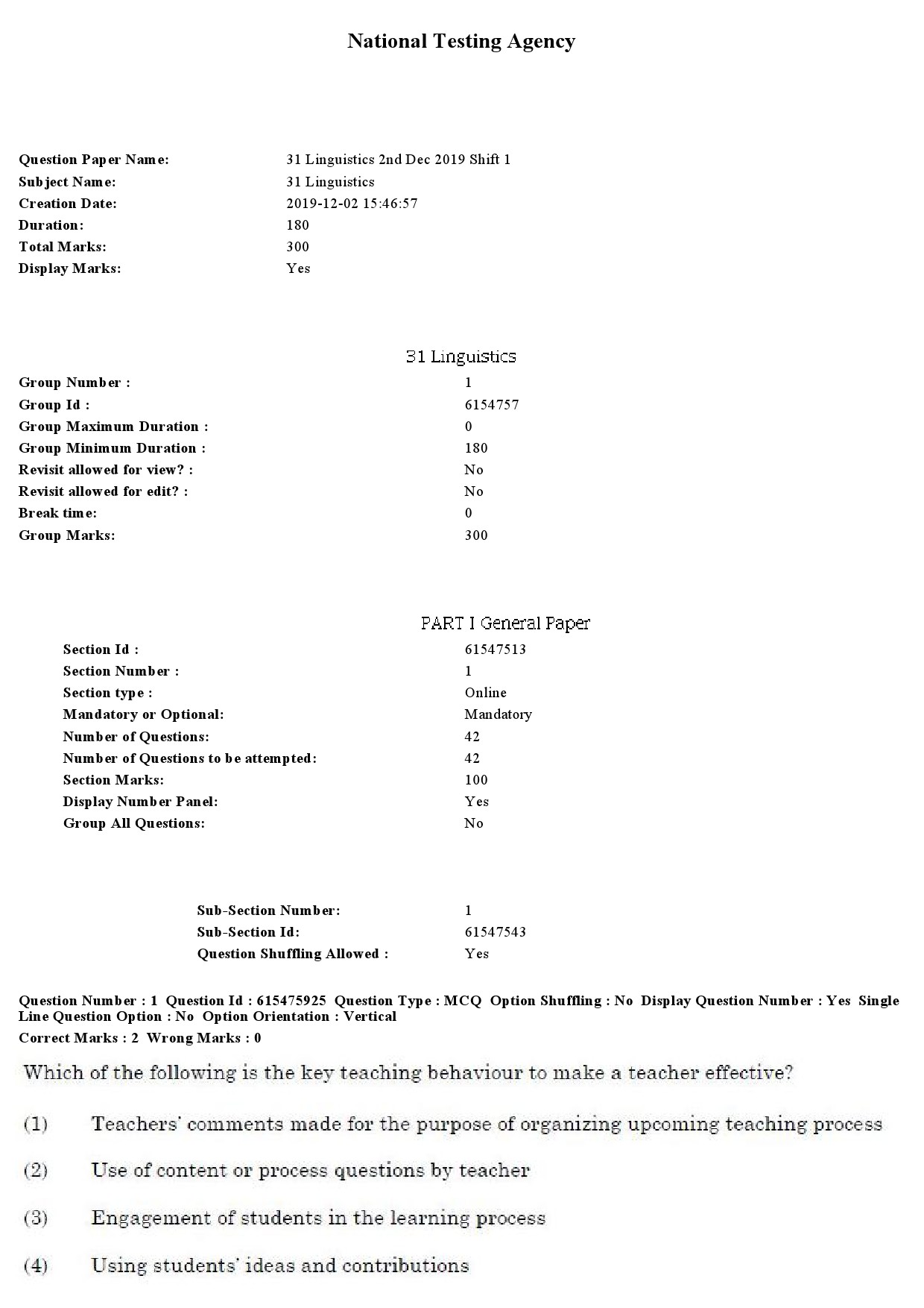 UGC NET Linguistics Question Paper December 2019 1