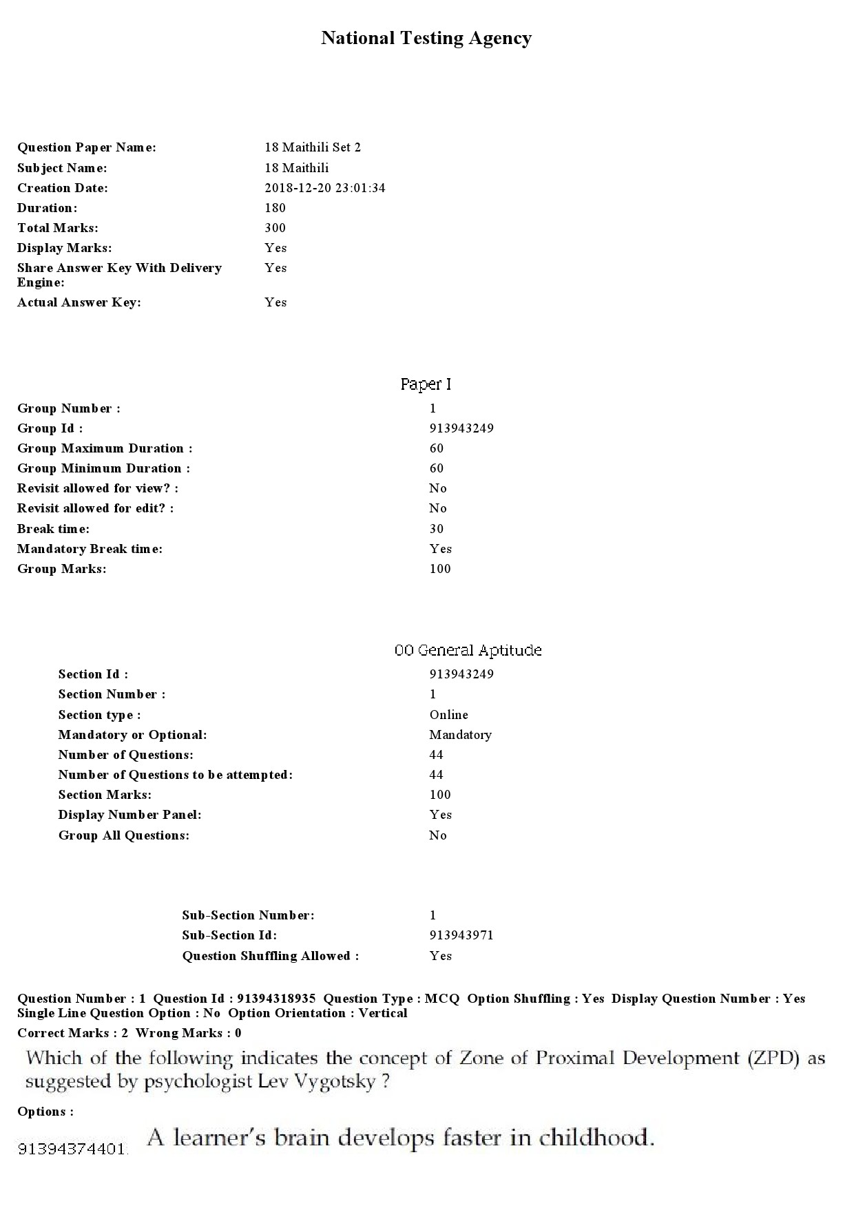 UGC NET Maithili Question Paper December 2018 1