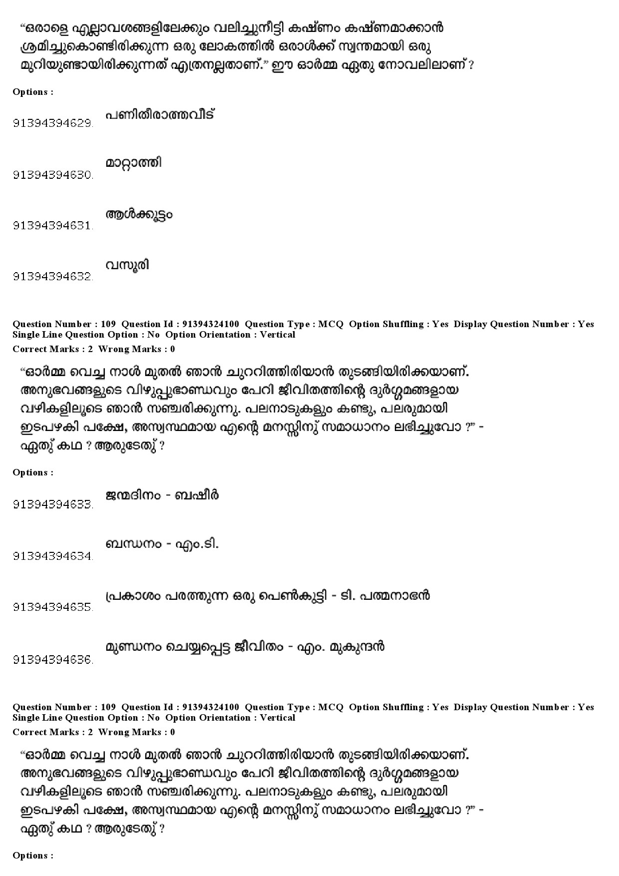 UGC NET Malayalam Question Paper December 2018 105