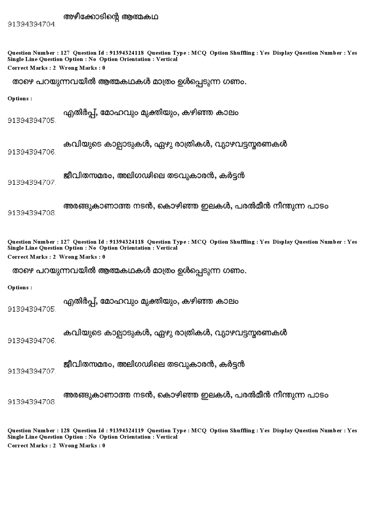 UGC NET Malayalam Question Paper December 2018 122