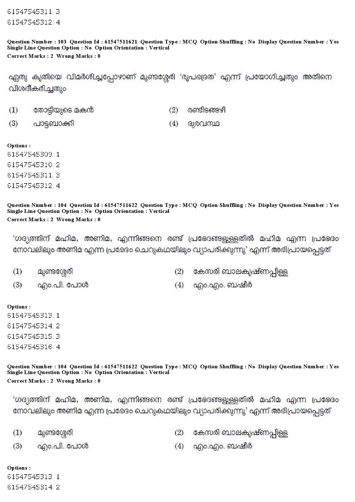 UGC NET Malayalam Question Paper December 2019 121