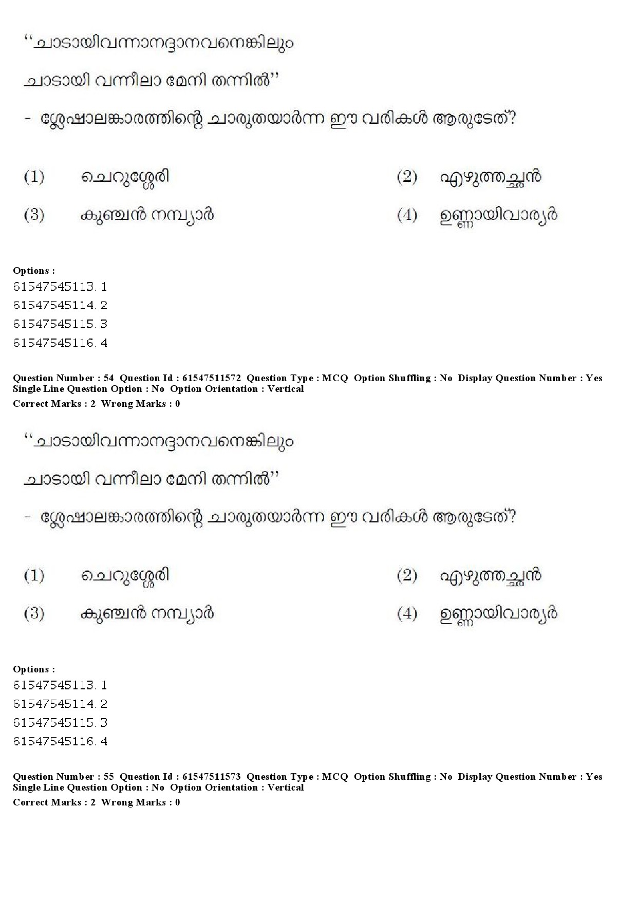 UGC NET Malayalam Question Paper December 2019 59