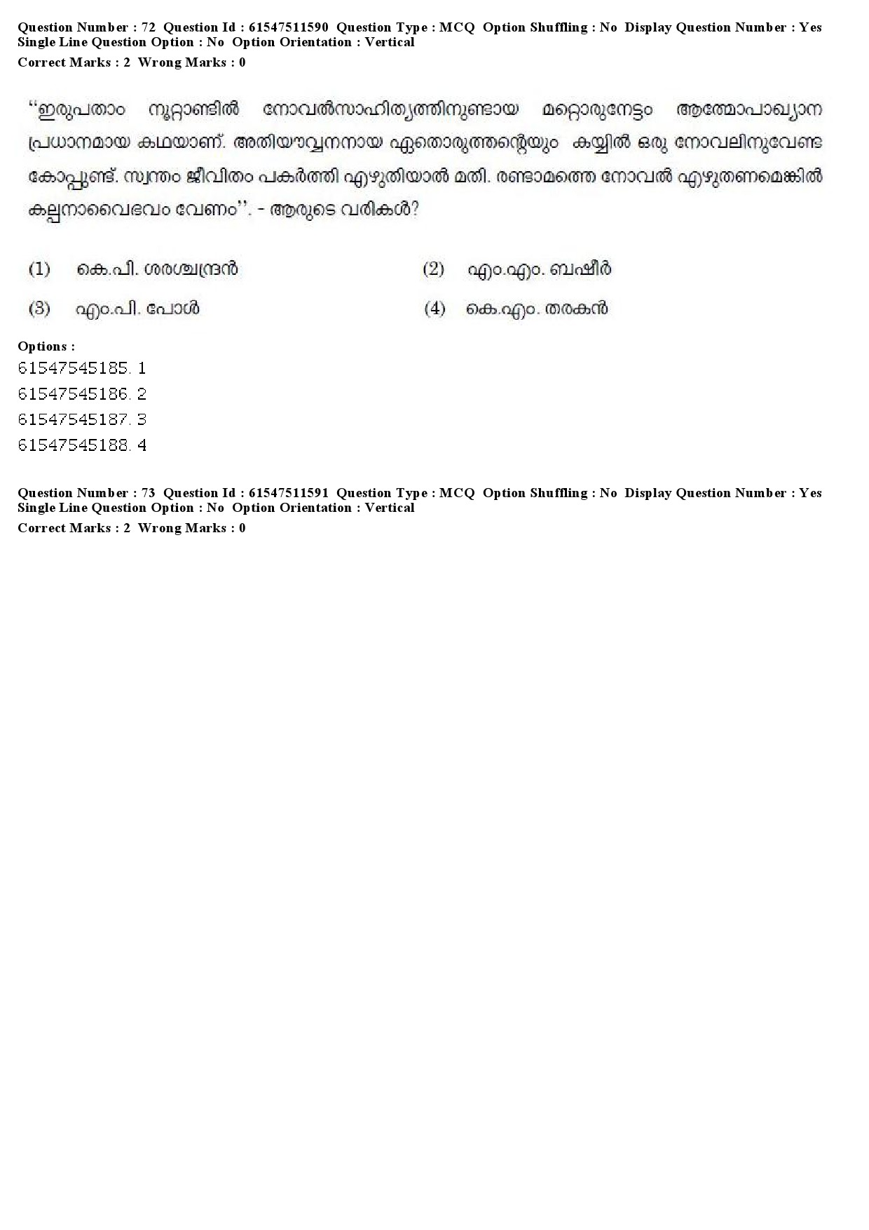 UGC NET Malayalam Question Paper December 2019 85