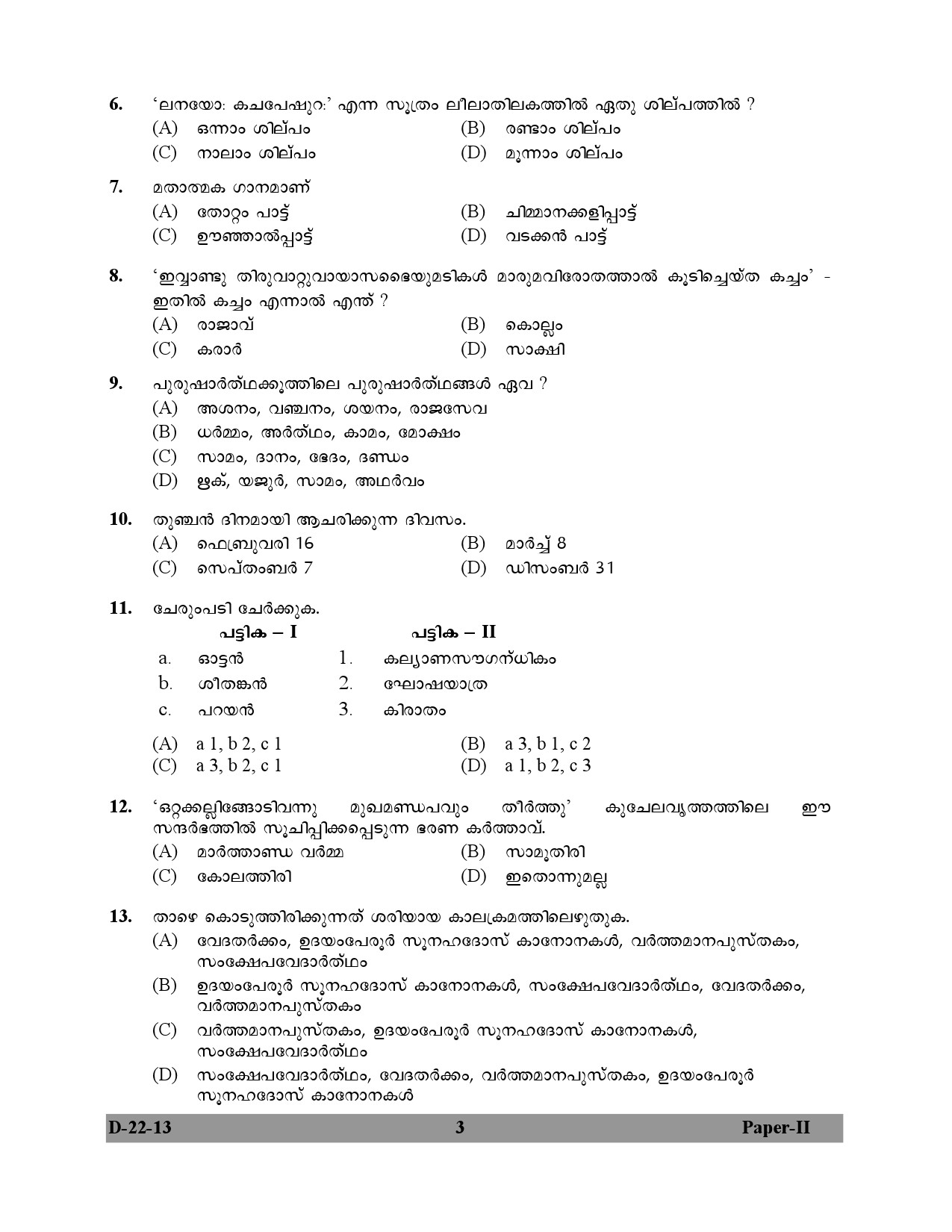 UGC NET Malayalam Question Paper II December 2013 3