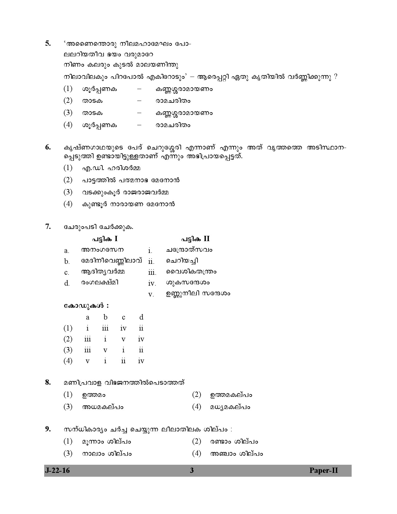 UGC NET Malayalam Question Paper II July 2016 3