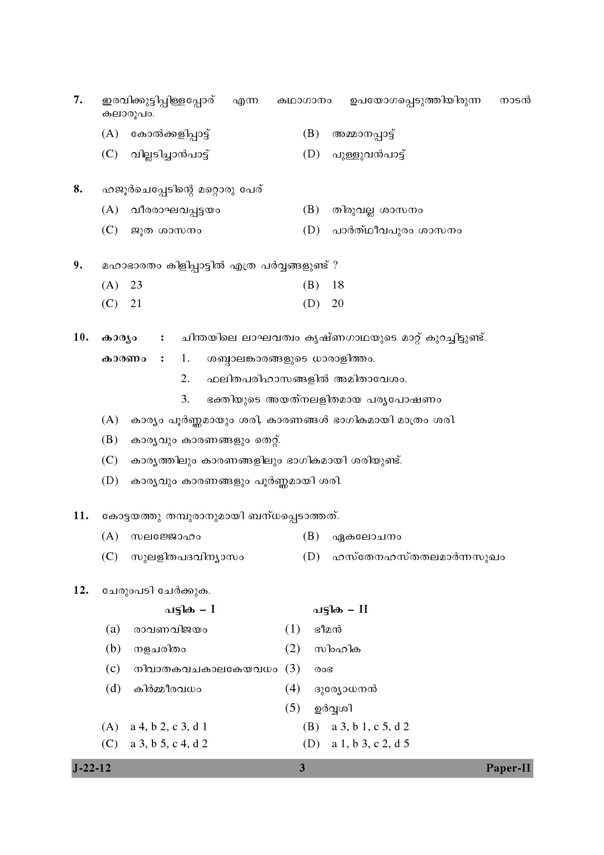 UGC NET Malayalam Question Paper II June 2012 3