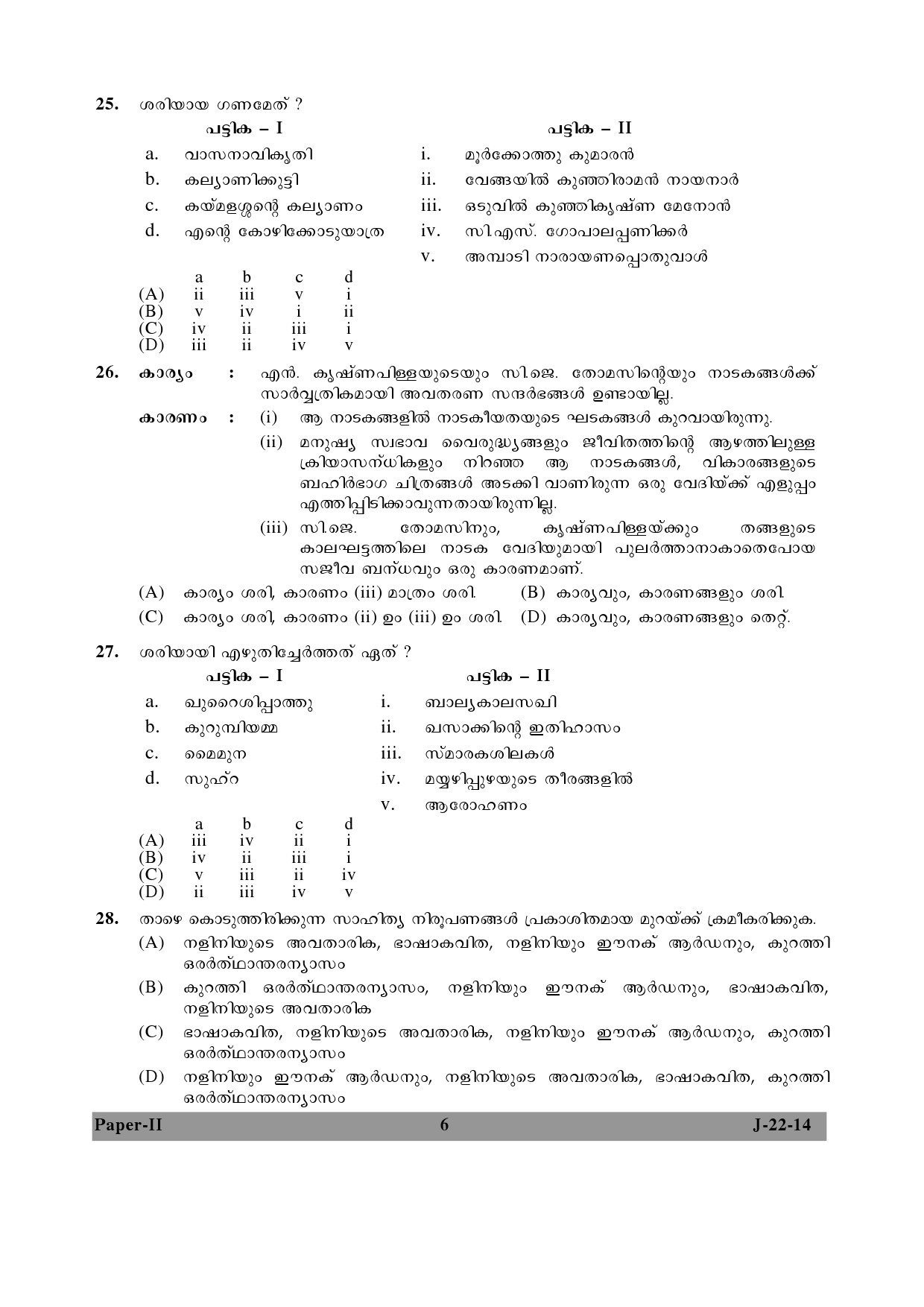 UGC NET Malayalam Question Paper II June 2014 6