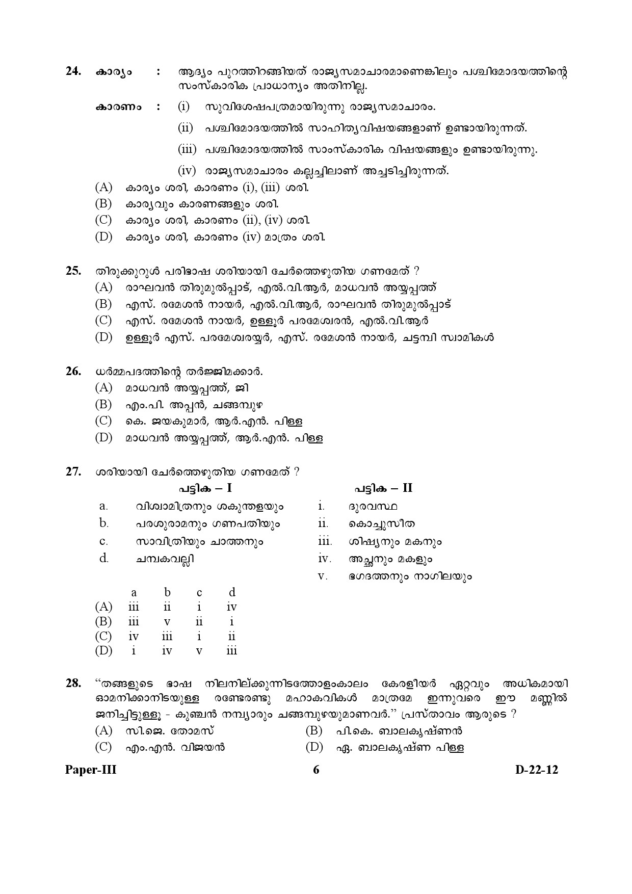 UGC NET Malayalam Question Paper III December 2012 6