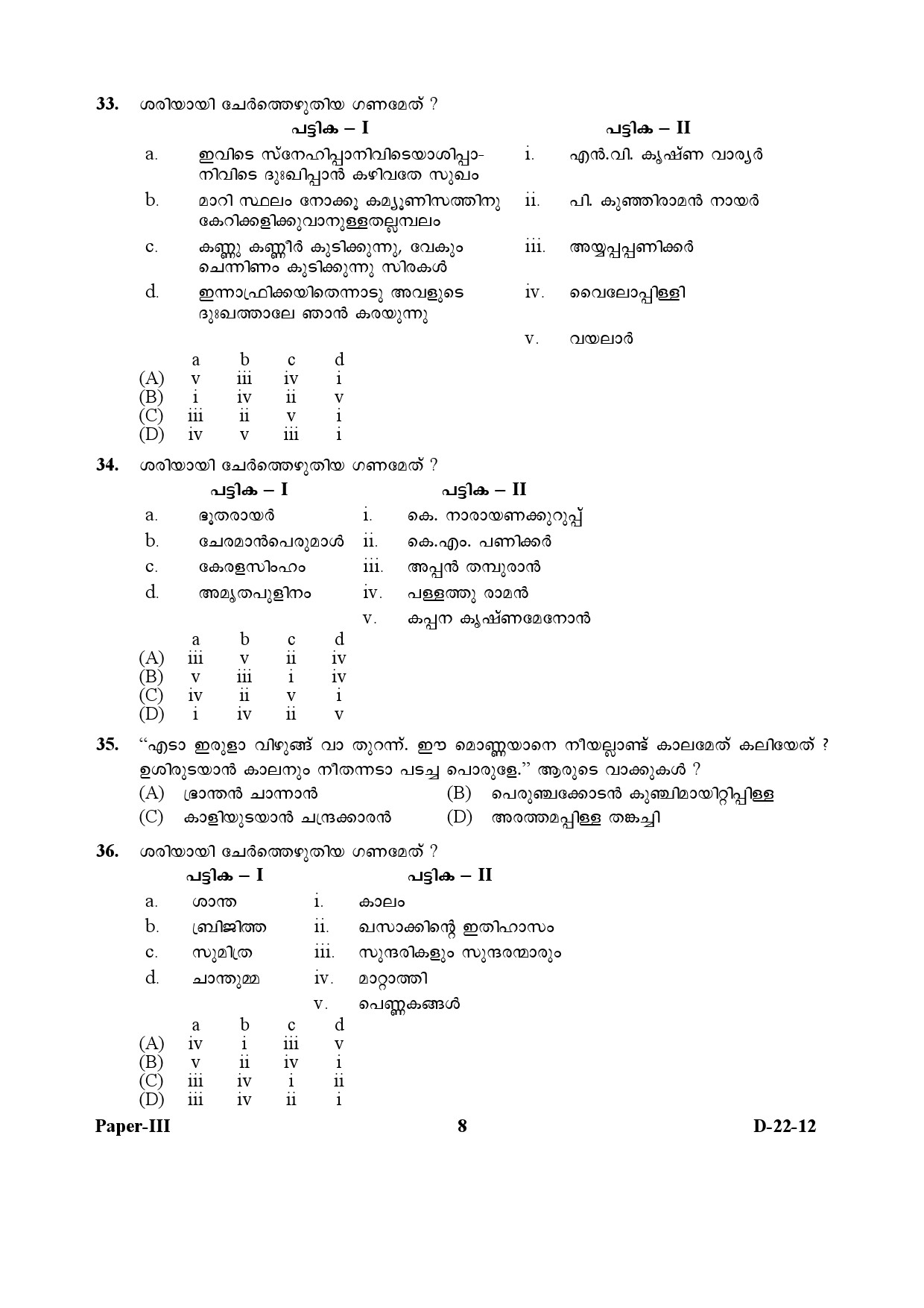 UGC NET Malayalam Question Paper III December 2012 8