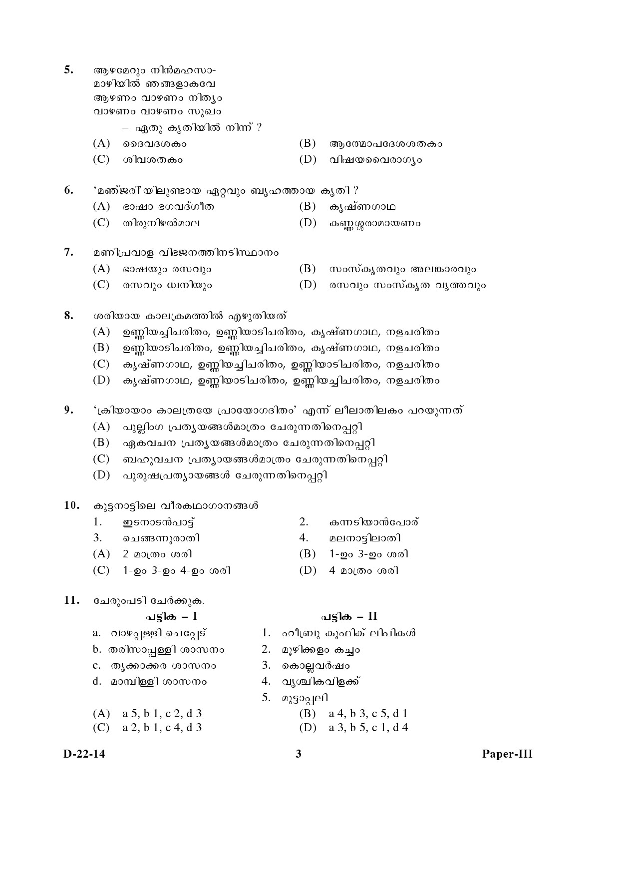 UGC NET Malayalam Question Paper III December 2014 3