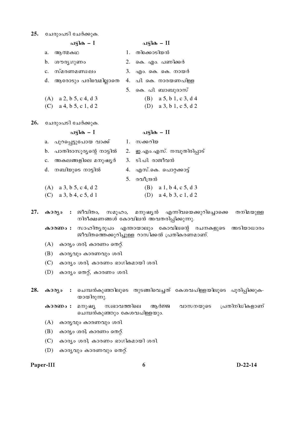 UGC NET Malayalam Question Paper III December 2014 6