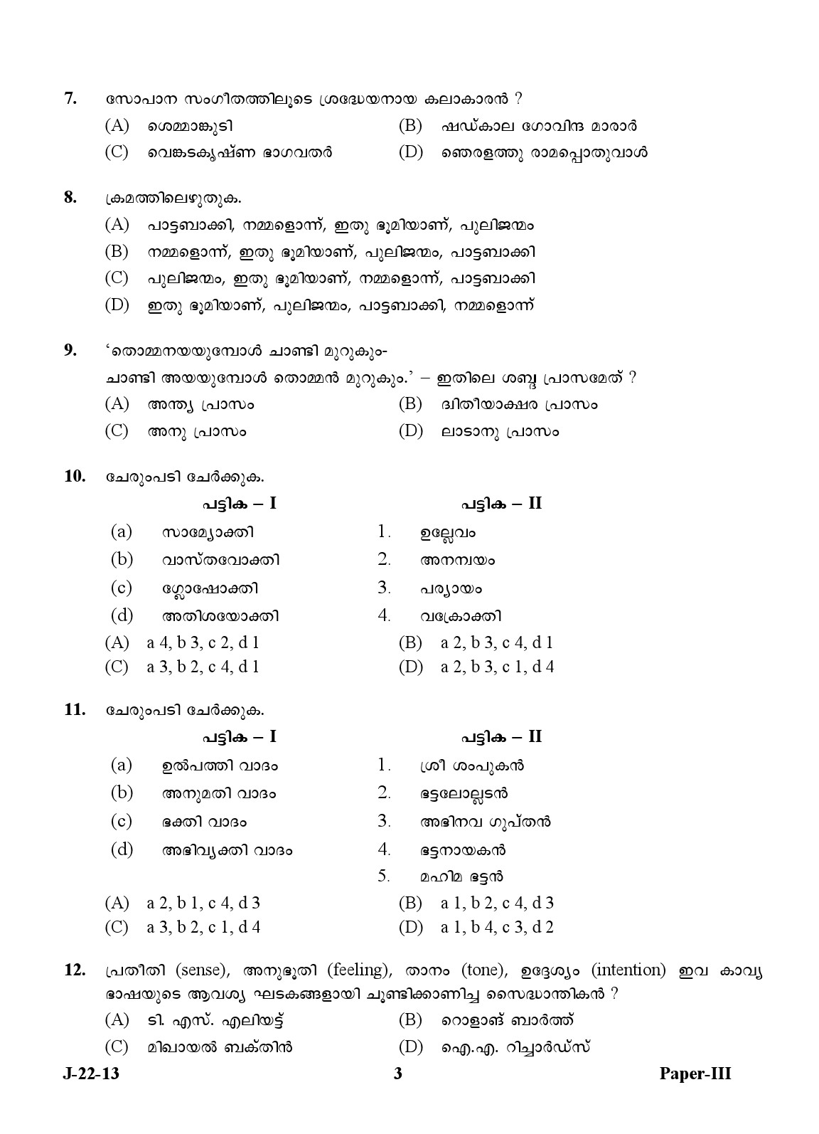 UGC NET Malayalam Question Paper III Exam 2 June 2013 3