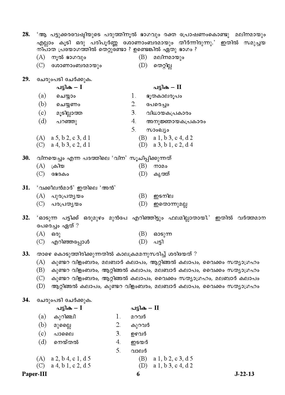 UGC NET Malayalam Question Paper III Exam 2 June 2013 6