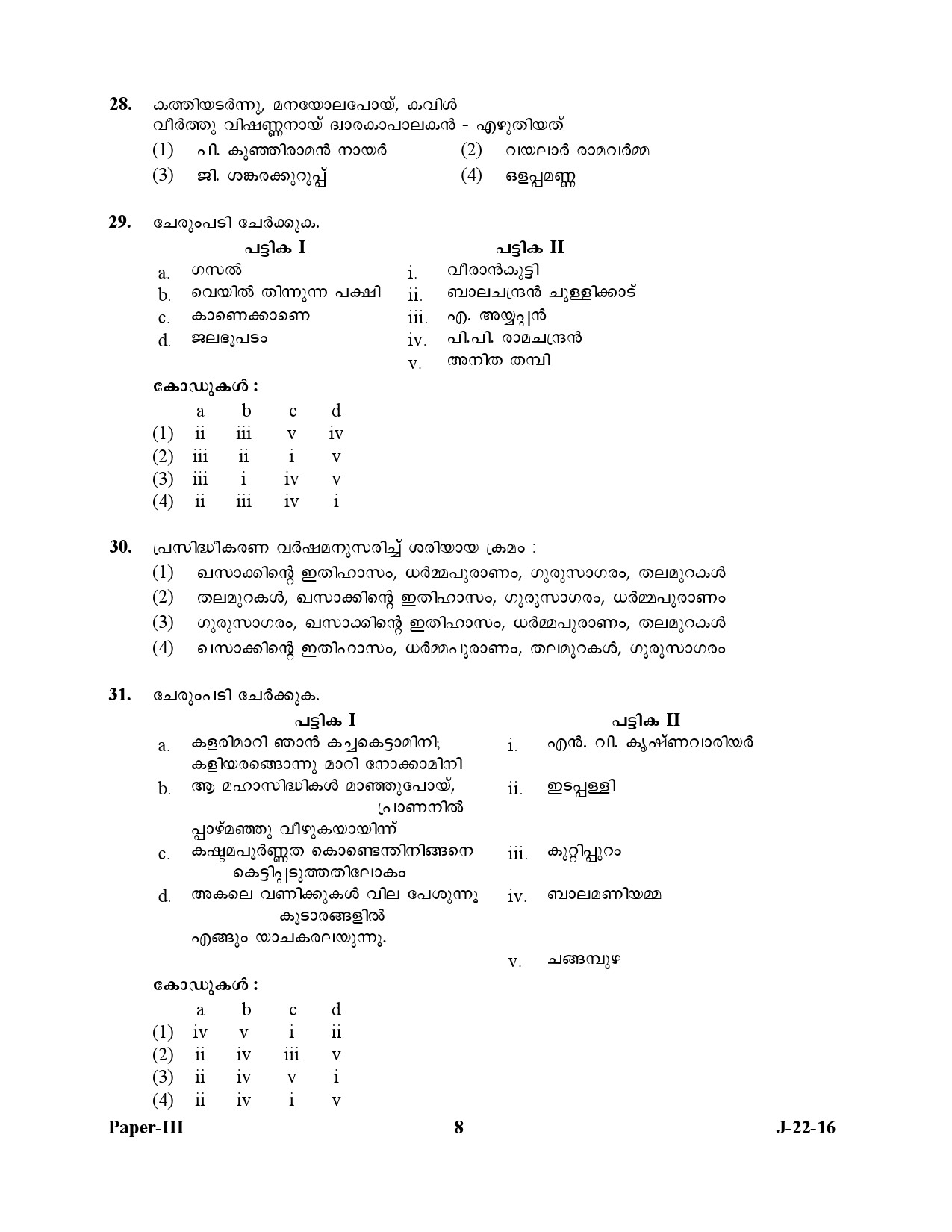 UGC NET Malayalam Question Paper III July 2016 8