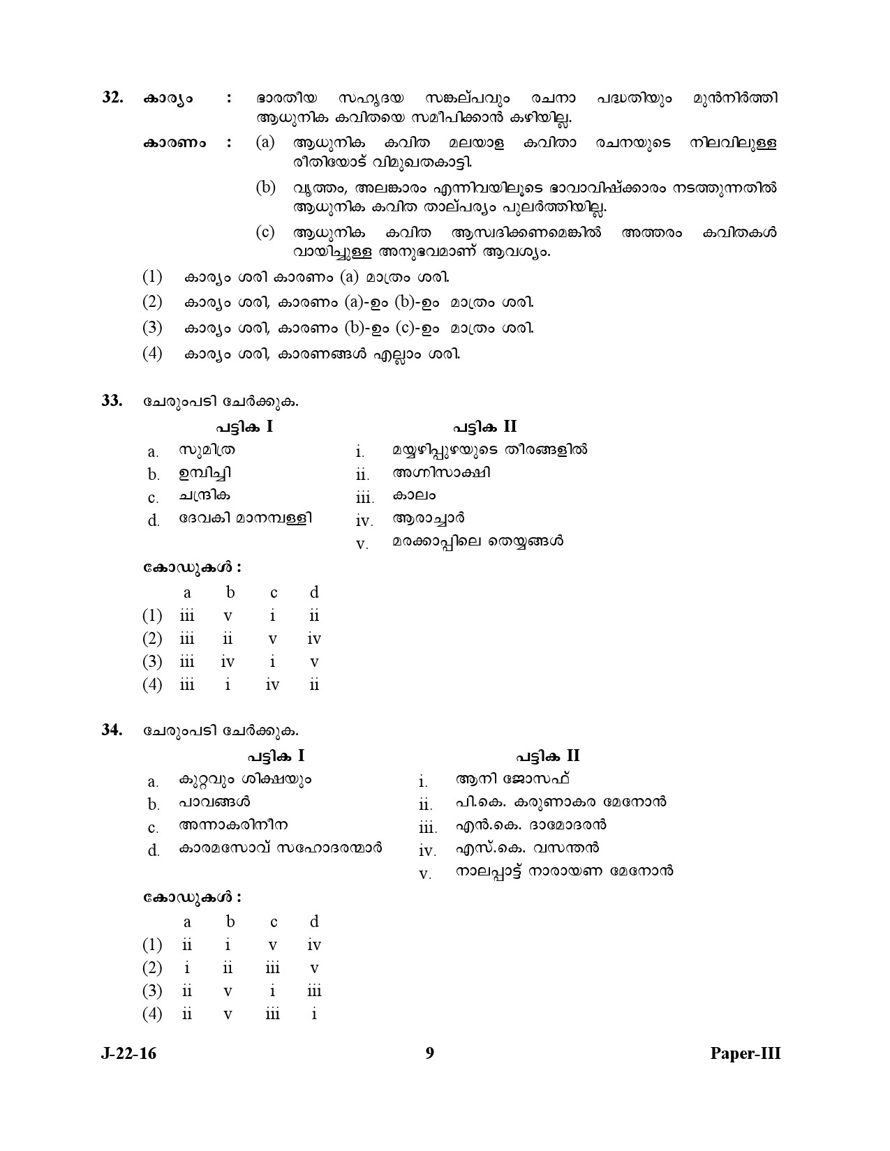 UGC NET Malayalam Question Paper III July 2016 9