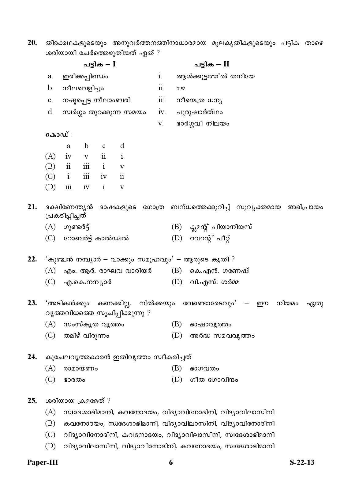 UGC NET Malayalam Question Paper III June 2013 6