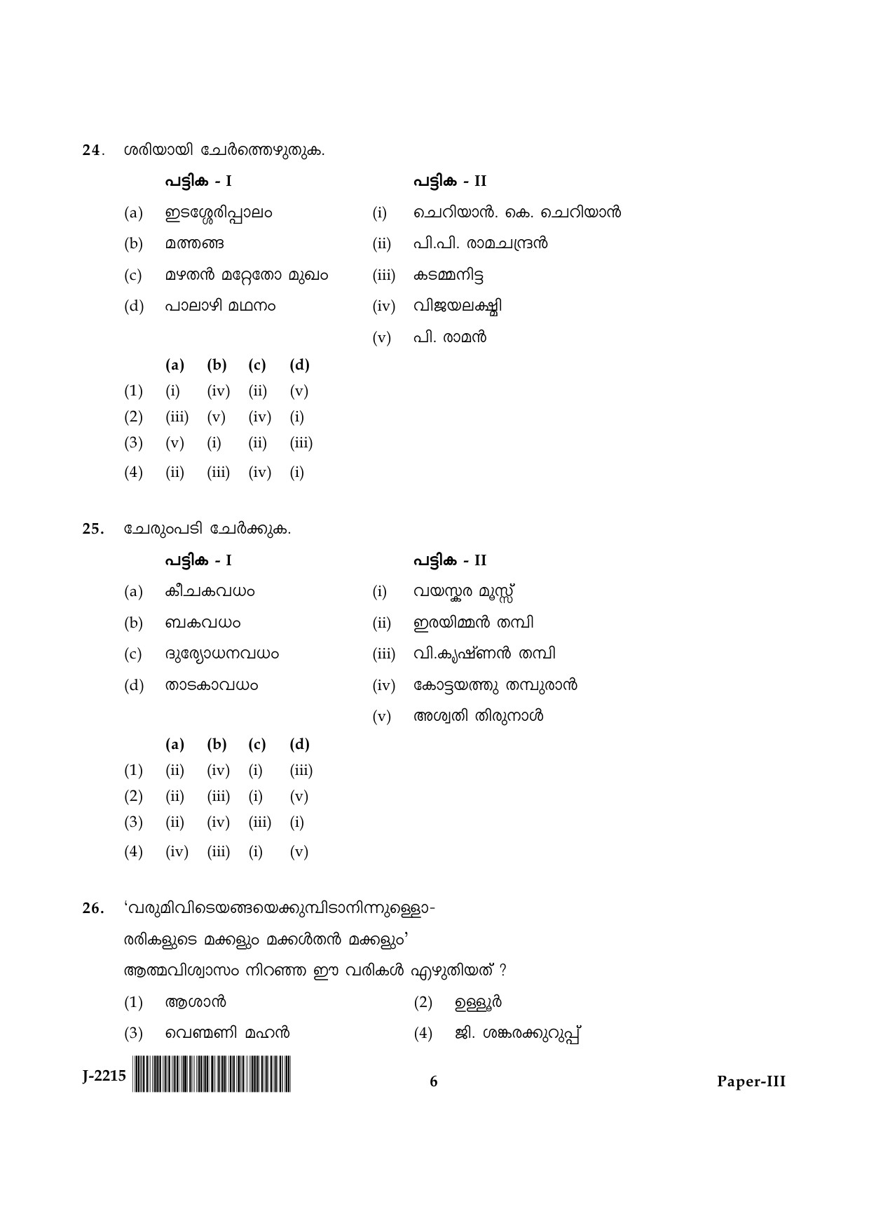 UGC NET Malayalam Question Paper III June 2015 6