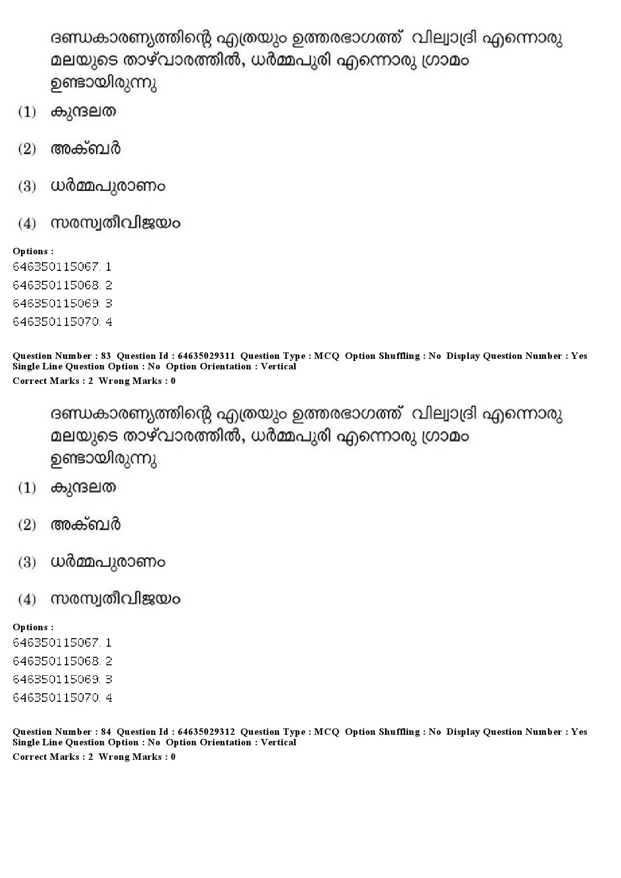 UGC NET Malayalam Question Paper June 2019 90